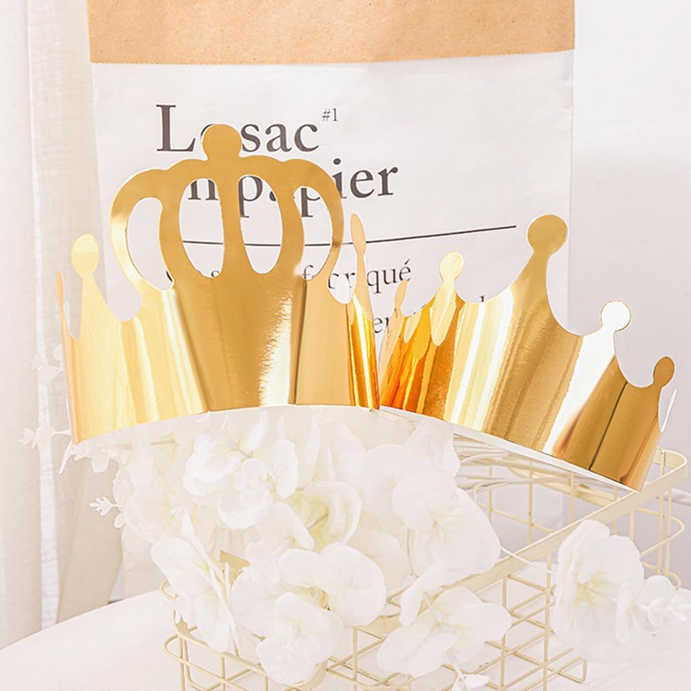 46 Pcs Paper Crowns for Kids to Decorate Birthday Party Hats Gold