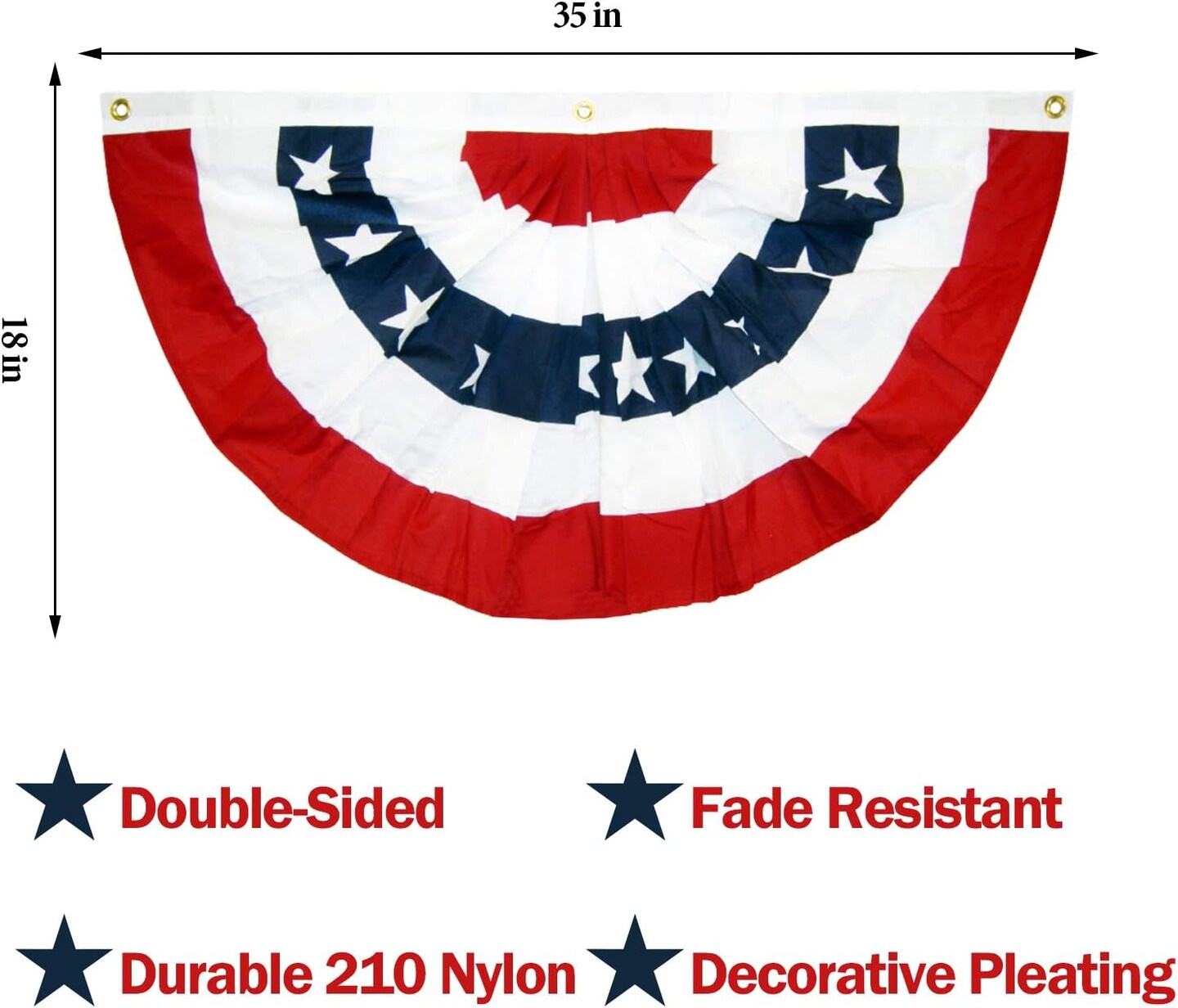 6PCS USA Patriotic Pleated Fan Flag - 3 x1.5 Ft American US Flag Bunting Banner Patriotic Bunting Flag Stars and Stripes Flag Bunting for Memorial Day The 4th of July and Labour Day (18INx35IN)