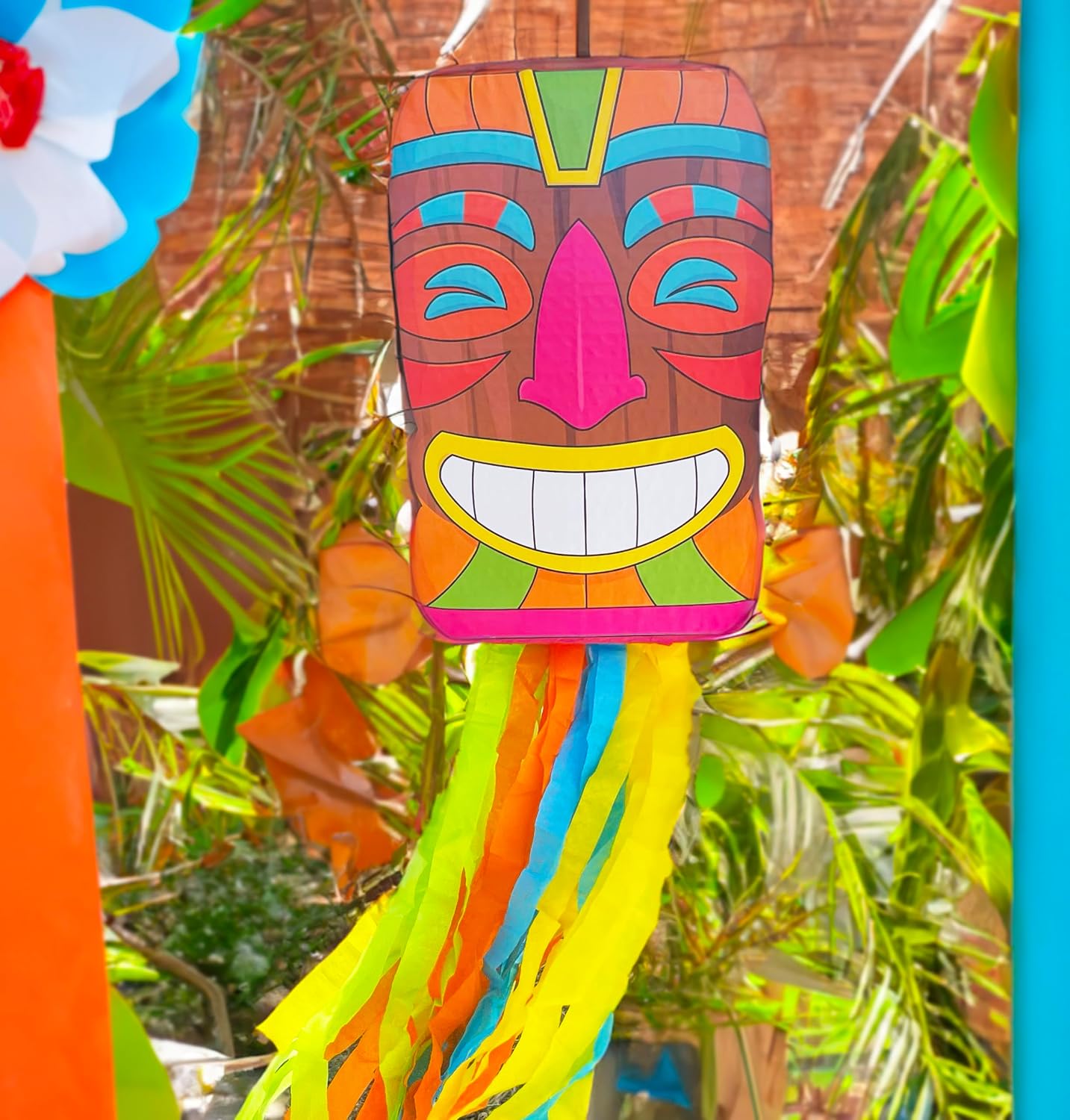 Tiki Pi&#xF1;ata Mask Luau Party Decorations Small 4-piece Set, Great for Tropical Birthday Pool Parties Decoration