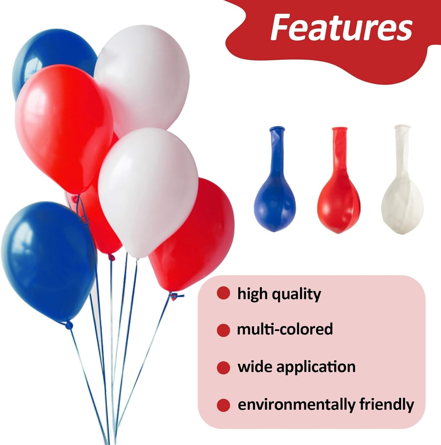 30Pcs Red White and Blue Balloons - 4th of July Decorations Independence Day Patriotic Anniversary De Fiestas Balloons for Birthday Party Balloons Decoration 12 Inch