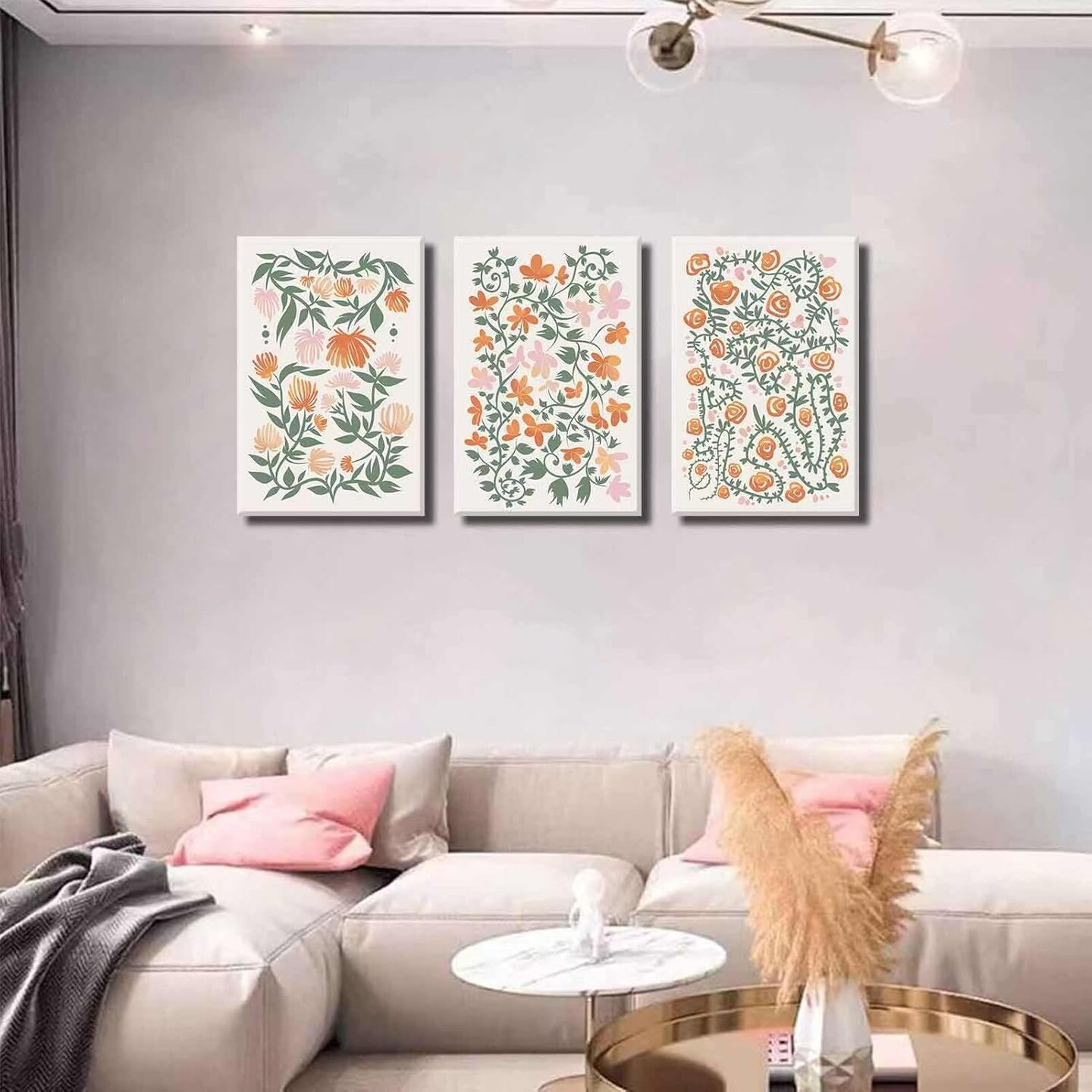 Summer 3 Pcs Flower Market Canvas Wall Decor, Boho Floral Pictures Posters Prints, Colorful Flower Botanical Paintings, Modern Artwork for Living Room, Bedroom, 12x16 Inch (Framed)