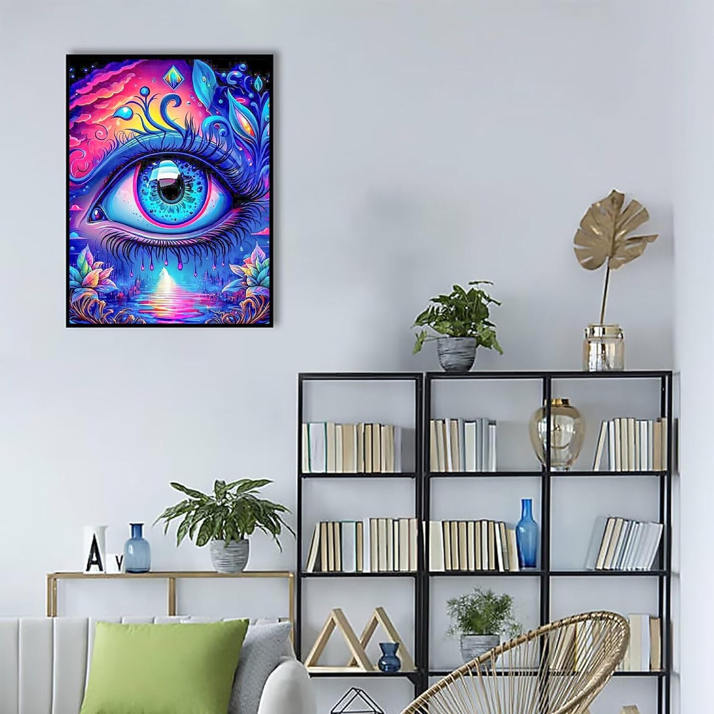 5D Diamond Painting Kits for Adults, Colorful Eye DIY Diamond Painting Full Drill, Abstract Diamond Art Kits for Adults Beginners, Gem Art Painting for Home Wall Decor 12X16in