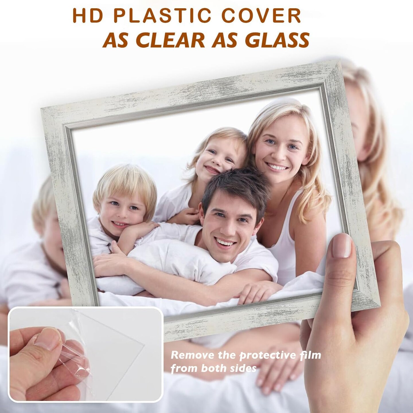 5x7 Picture Frames Set of 4 Rustic Retro Photo Frame with HD plastic cover for all Mount and Tabletop Display Family Friends Wedding Gift