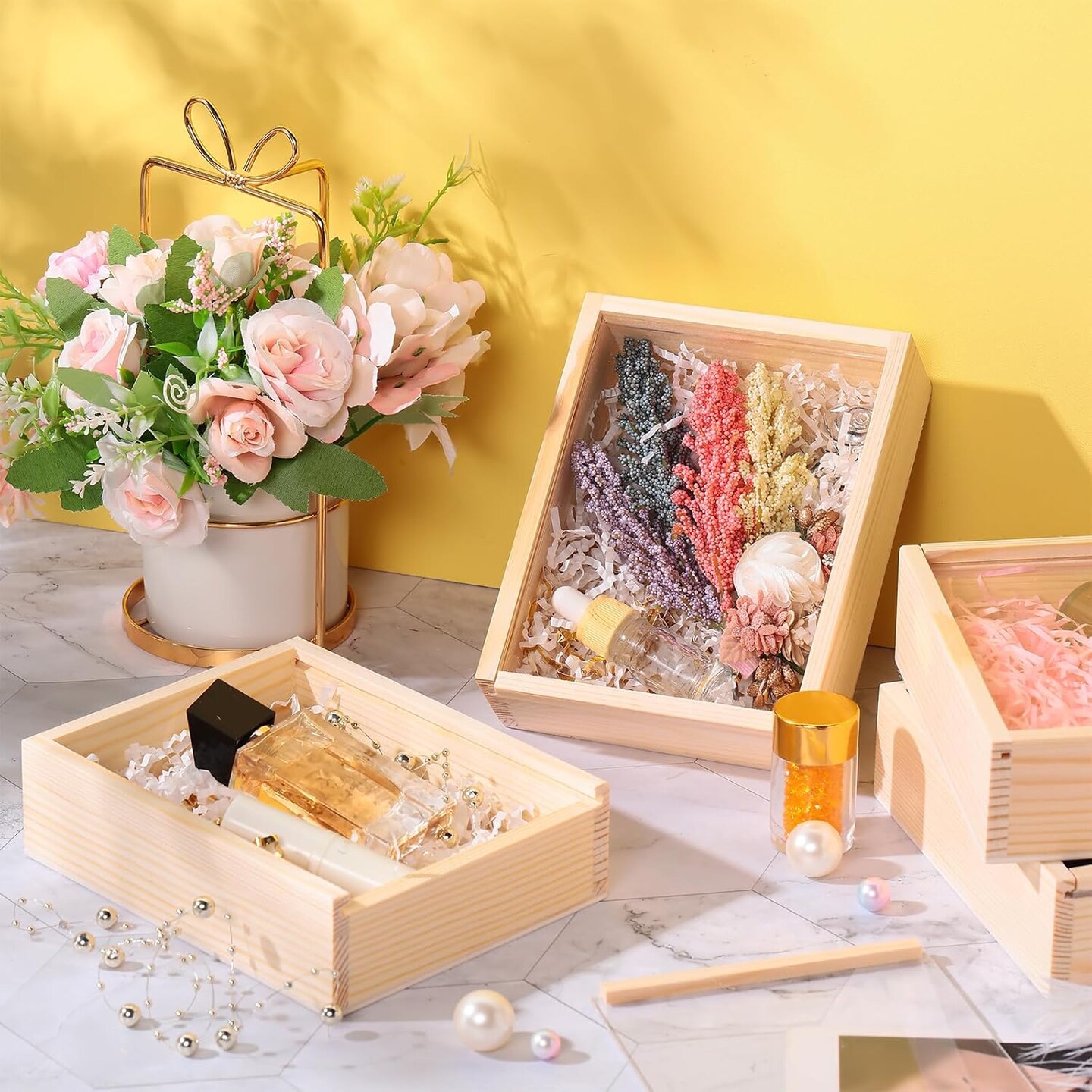6.3 x 4.9 x 1.8 Inch Small Rectangle Crates Wooden Box