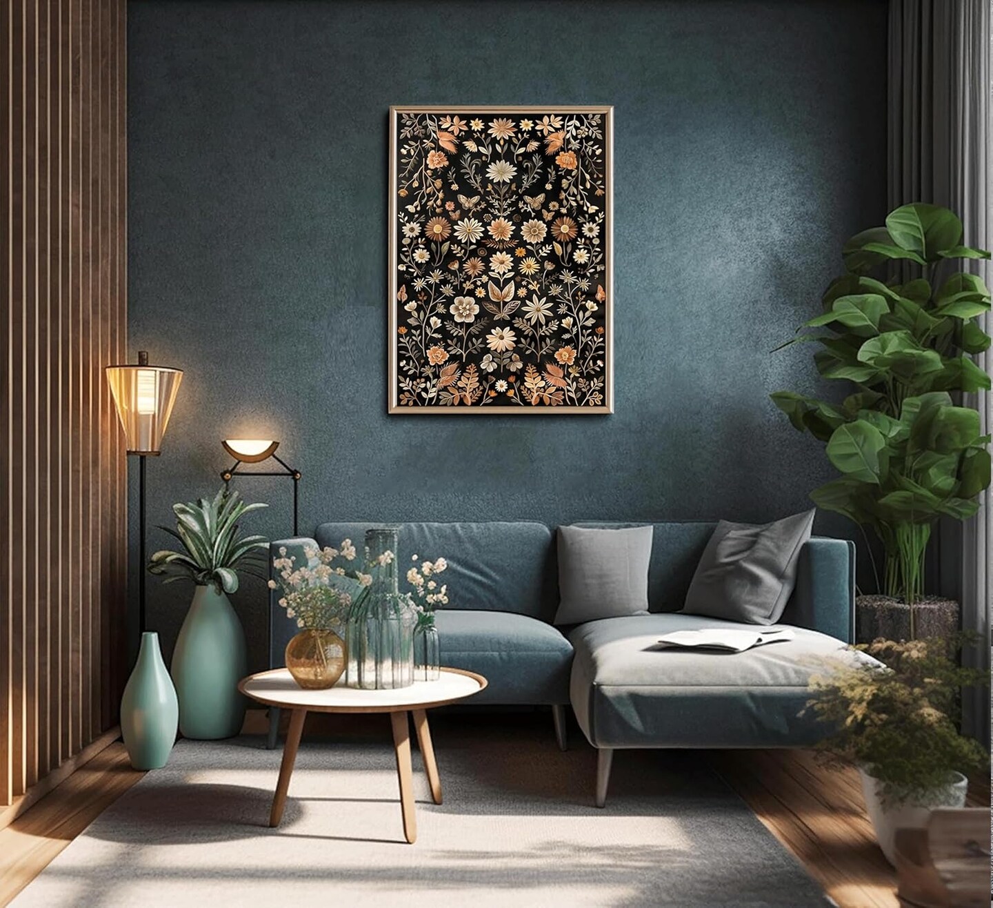 Summer Vintage Dark Floral Wall Decor, Moody Flowers Wall Art, Black Wildflower Canvas Prints, Dark Academia Posters Pictures, Boho Botanical Paintings for Living Room, Bedroom, Office, Modern Farmhouse (Unframed)