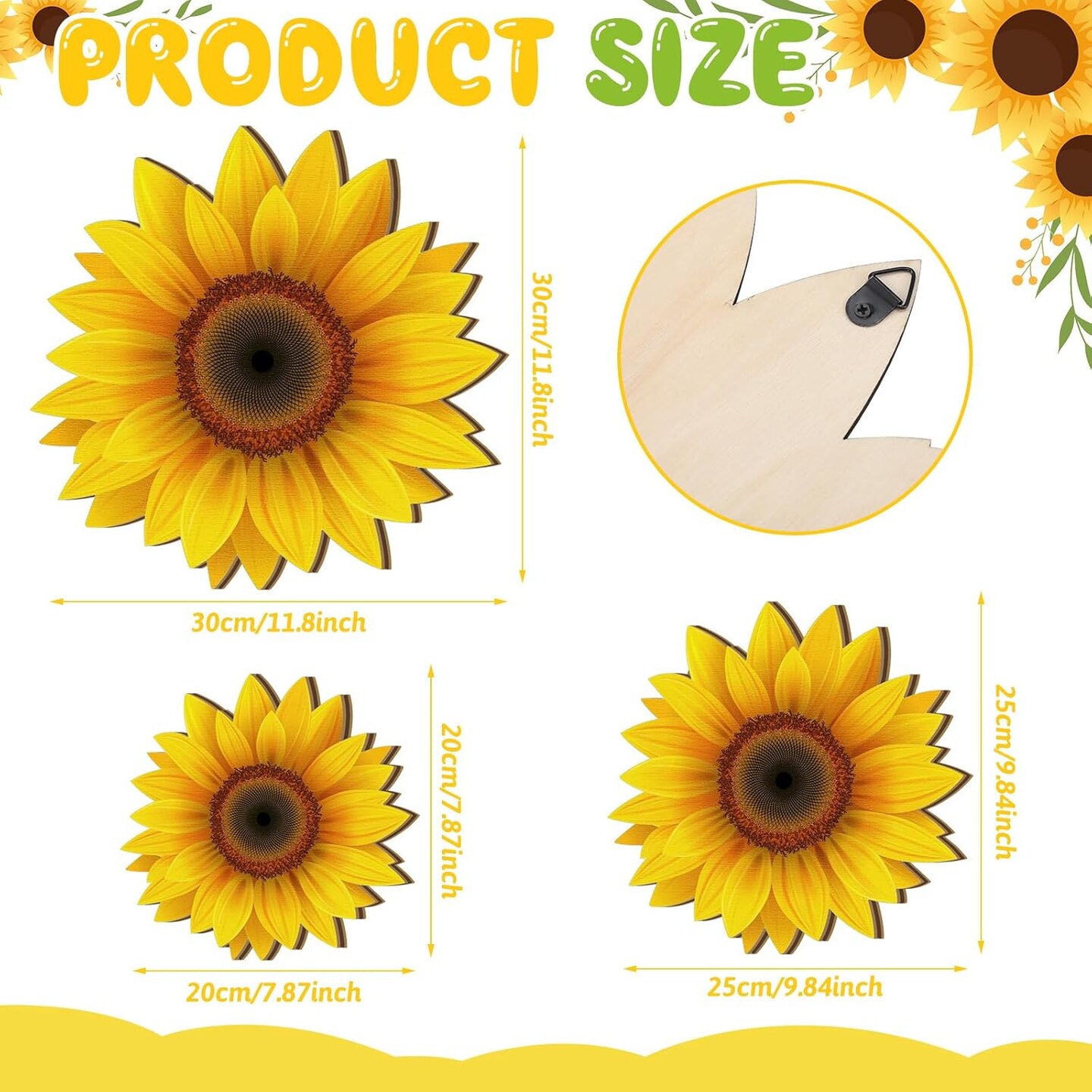 Summer 6 Pcs Sunflower Wall Decor &#x2013; Wooden Sunflower Wall Art and Hanging Signs for Home, Kitchen, and Porch Decoration