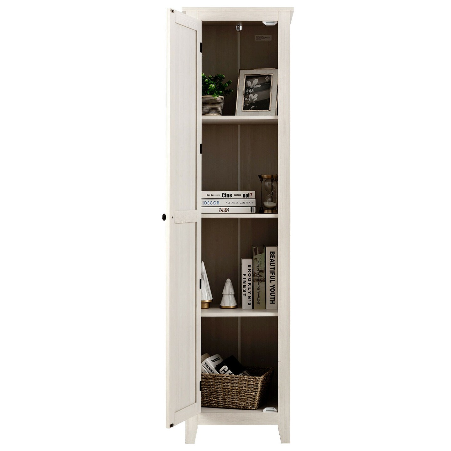 MDF Linen Tower Bathroom Storage Cabinet with 4 Shelves