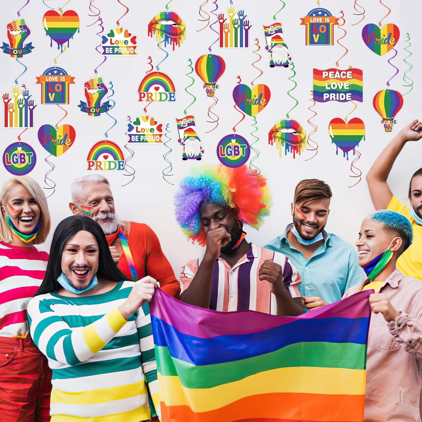 35 Pcs Gay Pride Decorations Hanging Swirls - Love is Love Pride Hanging Decorations LGBT Rainbow Pride Party Decoration Swirls, NO-DIY Gay Pride & LGBTQ Party Decorations Supplies