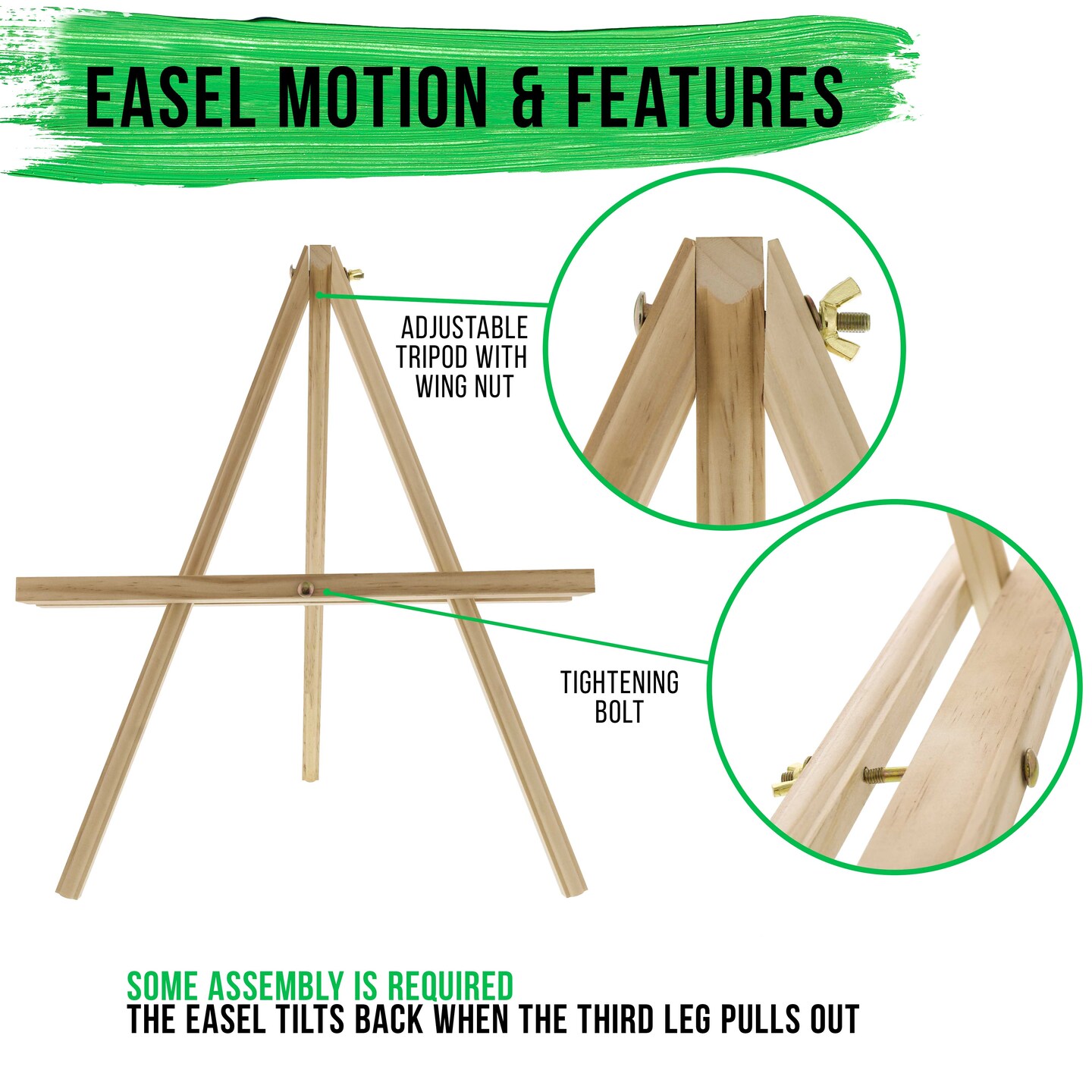 12&#x22; High Natural Wood Display Stand A-Frame Artist Easel, 4 Pack - Adjustable Wooden Tripod Tabletop Holder Stand for Canvas, Painting Party, Signs