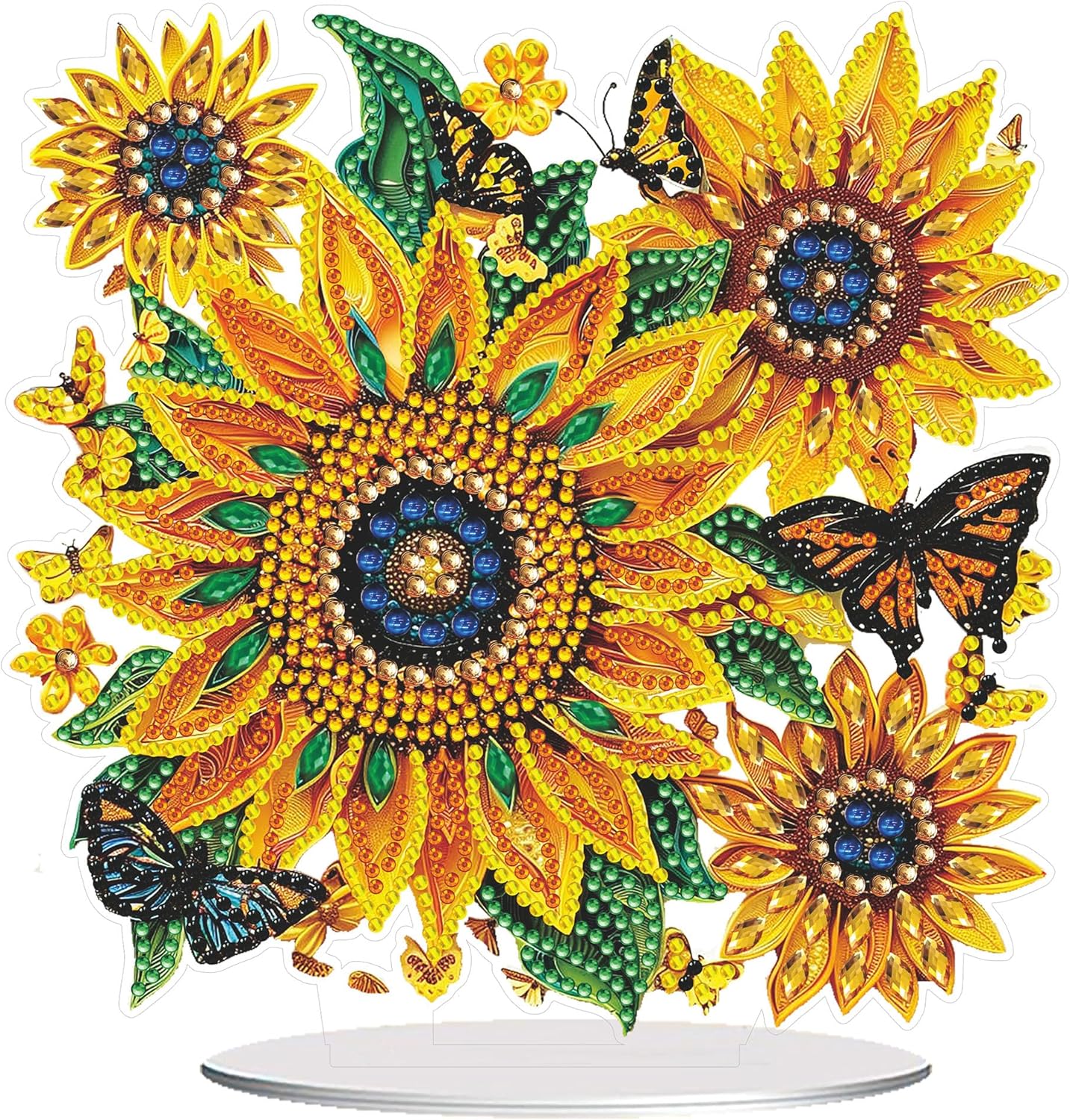 DIY Diamond Art Painting Desktop Sunflower Ornament, Stand Up Diamonds Painting Box Kit for Adults, 7.4x7.4inch Special Diamond Gem Craft Painting Tabletop Placement Board Kit