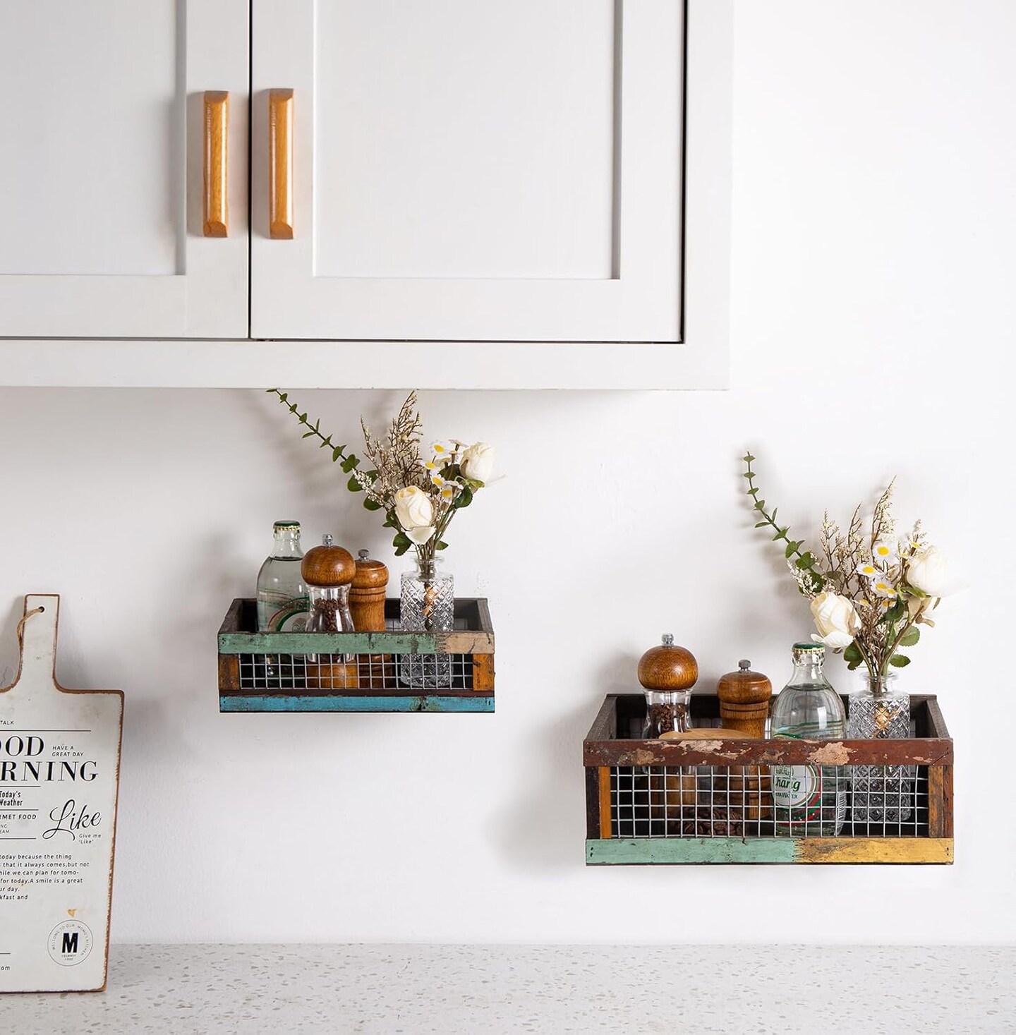Set of 2 Small Decorative Wooden Storage Crates