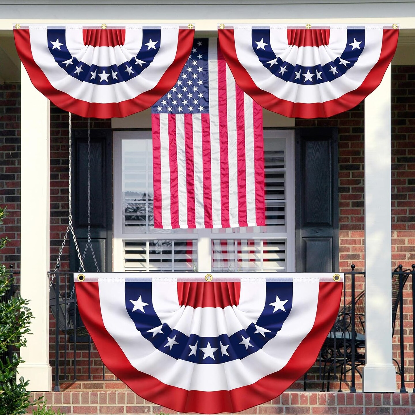 6 Pack American Pleated Fan Flag, Patriotic Half Fan Banner American Flag Decoration Bunting