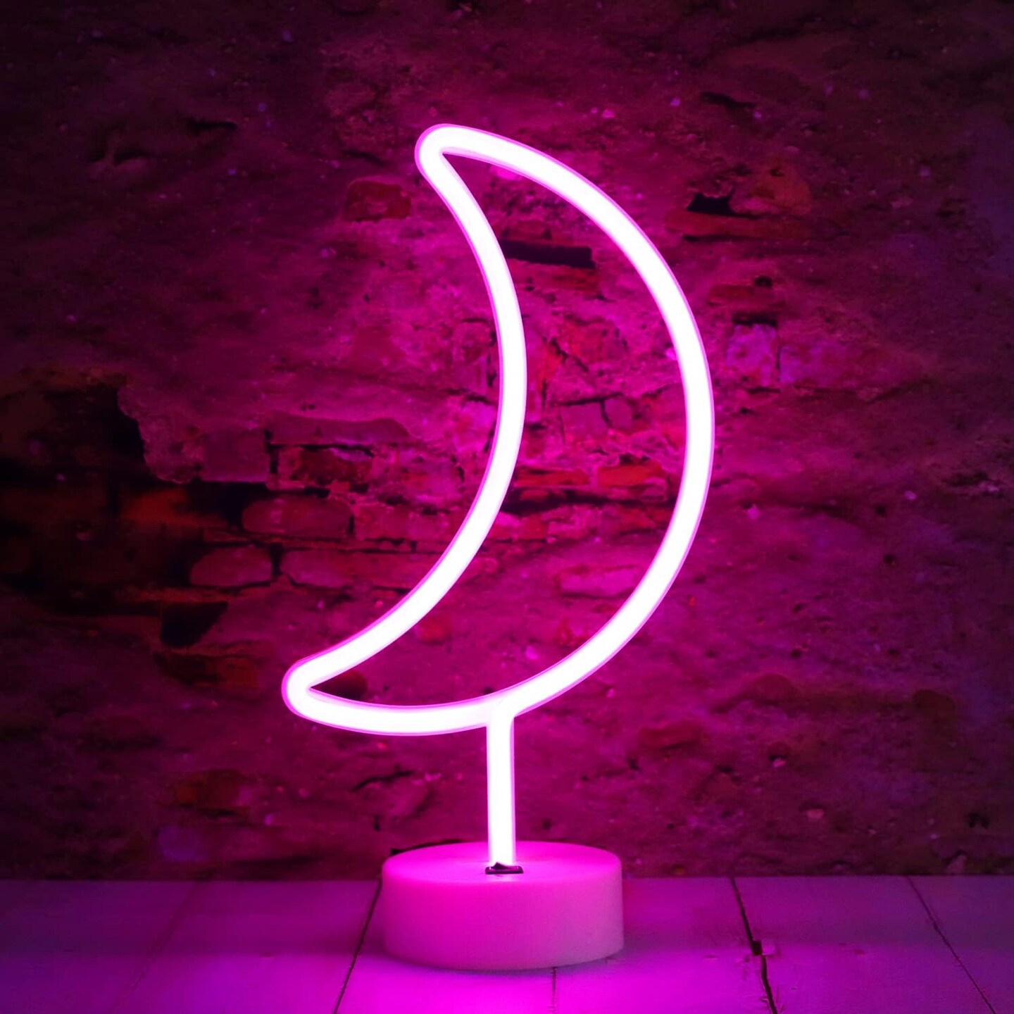 Summer LED Neon Moon Lights – Crescent Moon Shape Neon Sign, Battery Operated Table Lamp for Bedroom & Home Decor