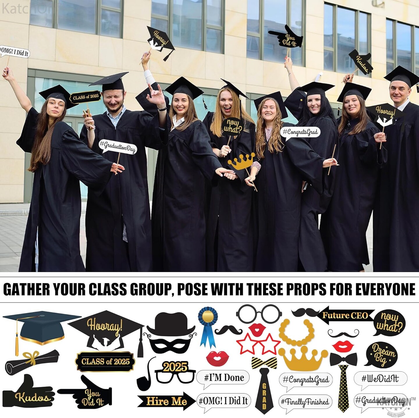 Pack of 40 Graduation Photo Booth Props