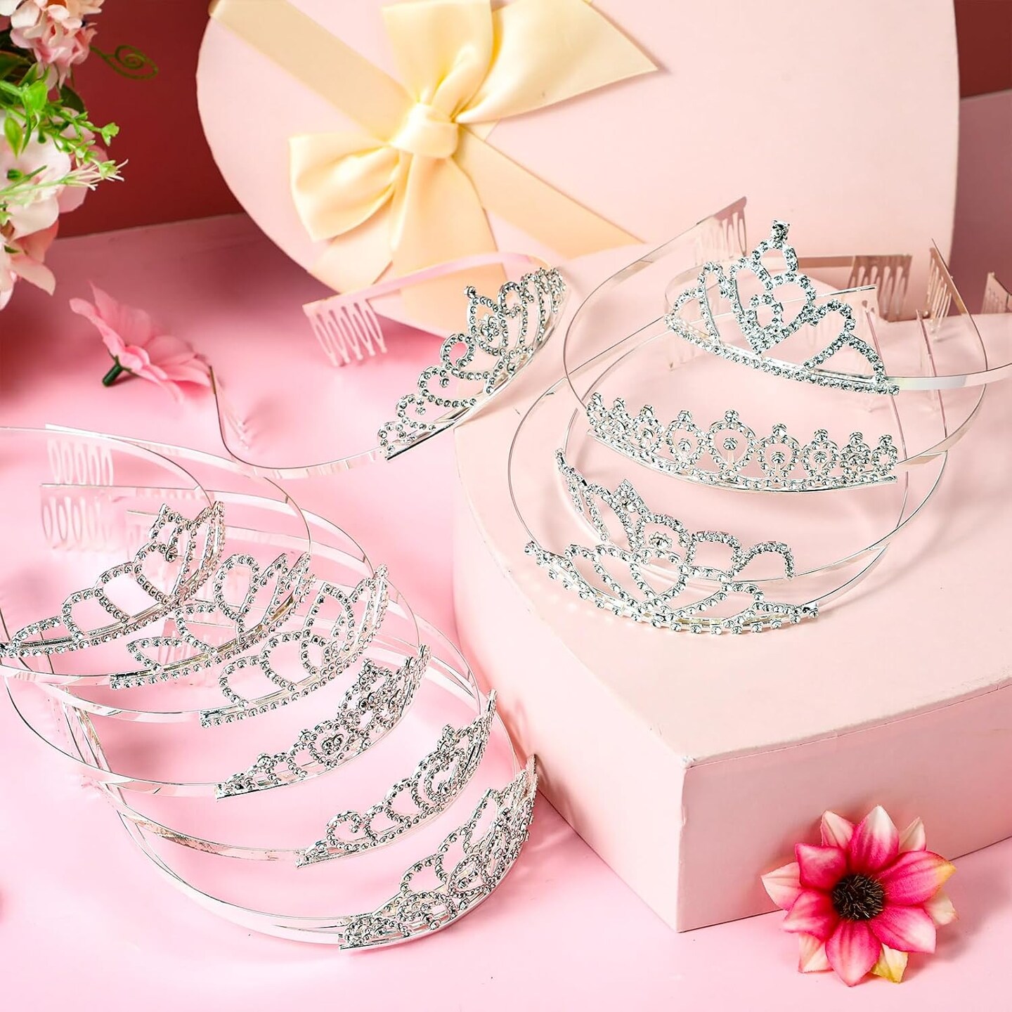 12 Pcs Tiara Crown Princess Crown Headband for Women Queen Crown with Comb Rhinestone Tiara
