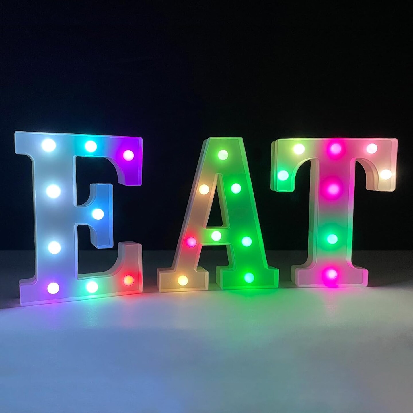 Summer Colorful LED Marquee Letter Lights &#x2013; Battery Powered Auto Color Changing Lighted Letters for Table Decor