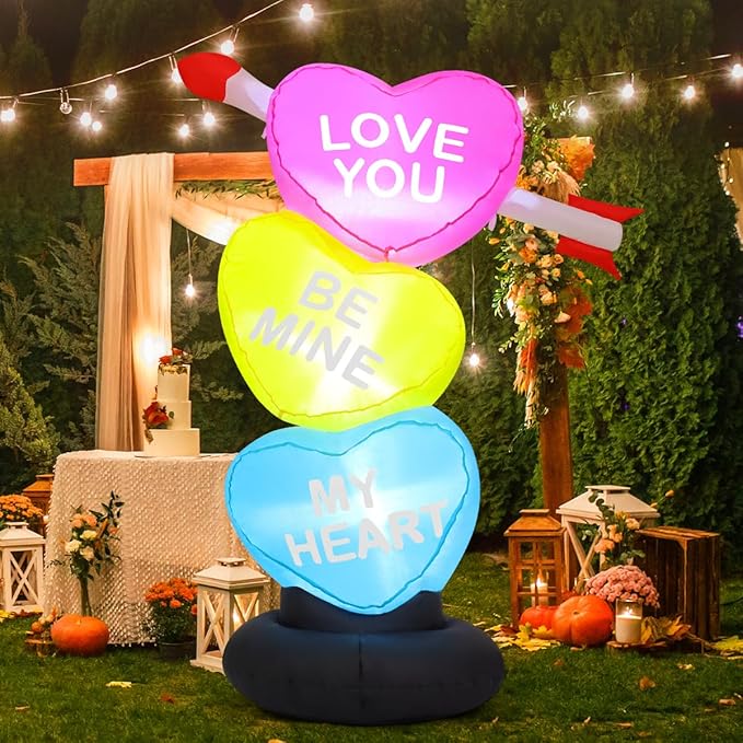 GOOSH 4 FT Valentines Day Inflatables Three Hearts for Wedding Party