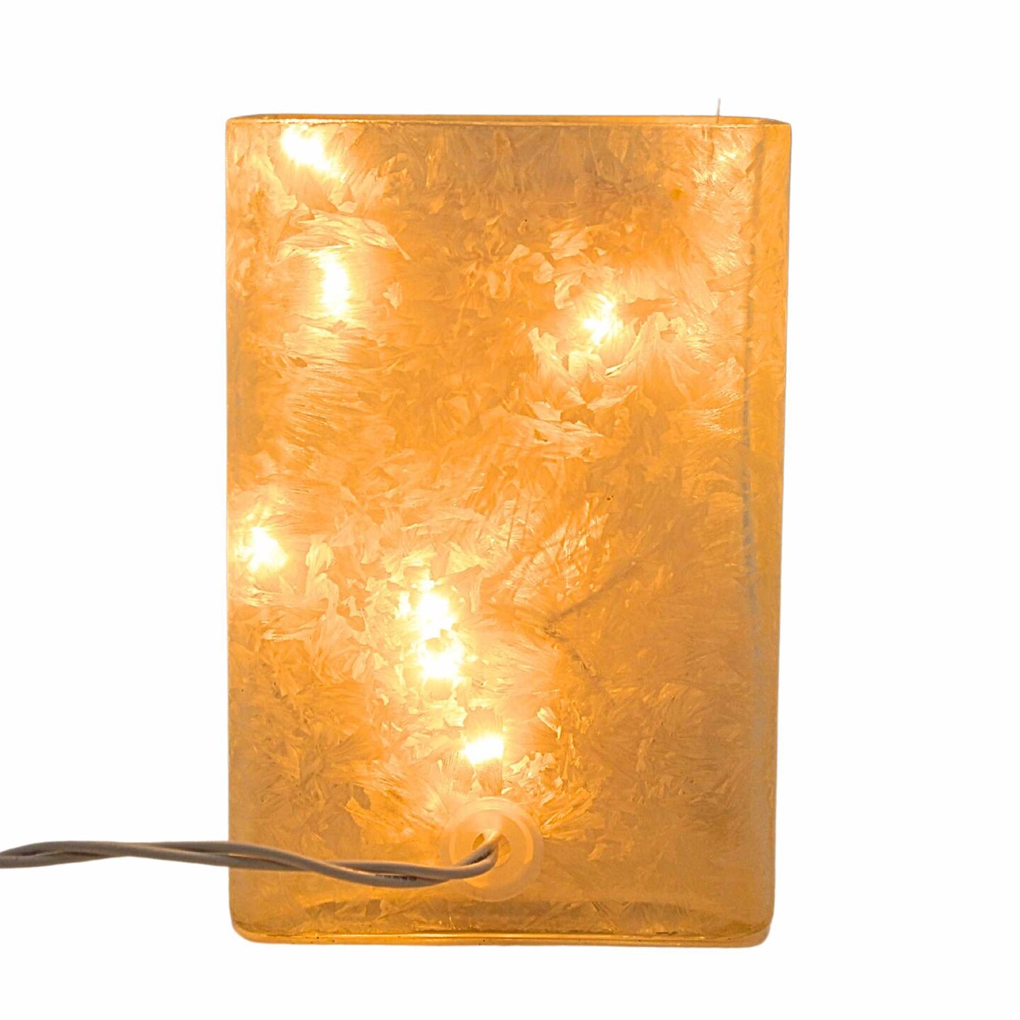 Stony Creek 6.0 Inch Lighted Rectangle Glass Vase Christmas Lighted Glass Accent , Plaid Joy