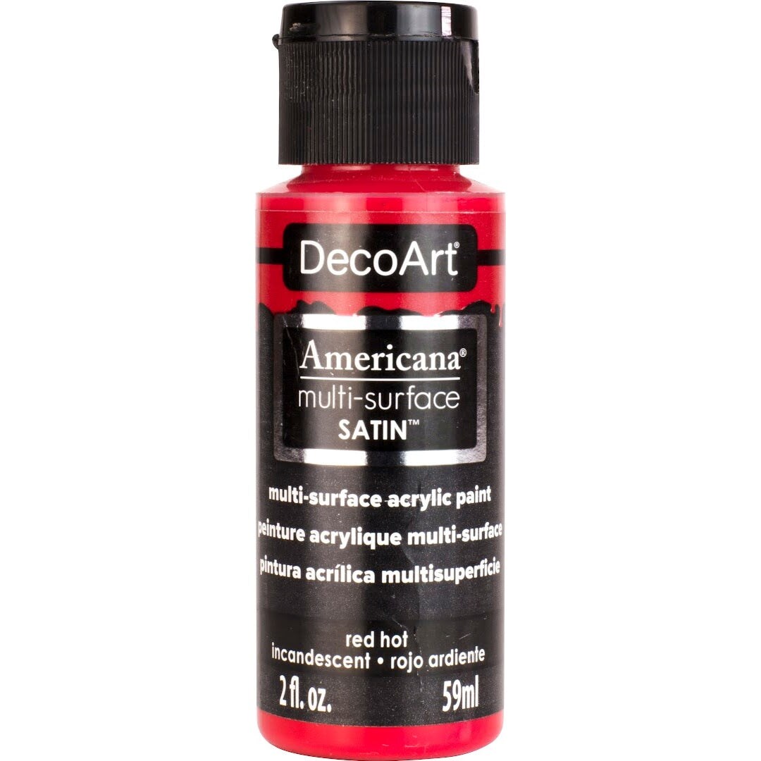 Americana Premium Multi-Surface Satin Finish Acrylics 2oz -for Wood, Metal, Glass, Ceramics, Fabric, Paper, Terra Cotta, Most Plastics and More