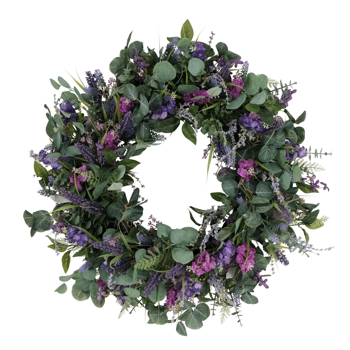CC Christmas Decor 30&#x22; Green Puleo International Artificial Lavender and Eucalyptus Floral Spring Wreath
