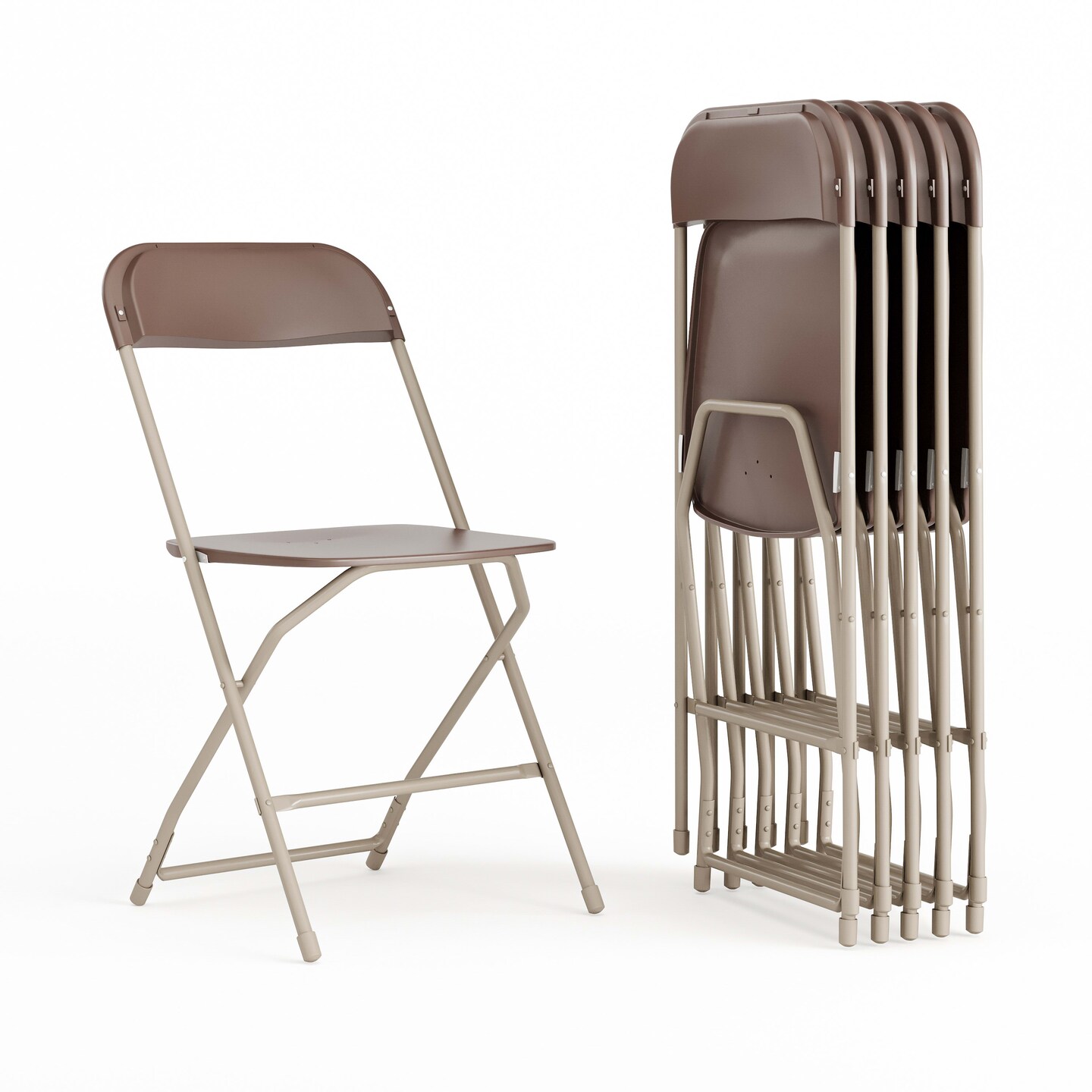 Emma and Oliver Set of 6 Stackable Folding Plastic Chairs - 650 LB Weight Capacity