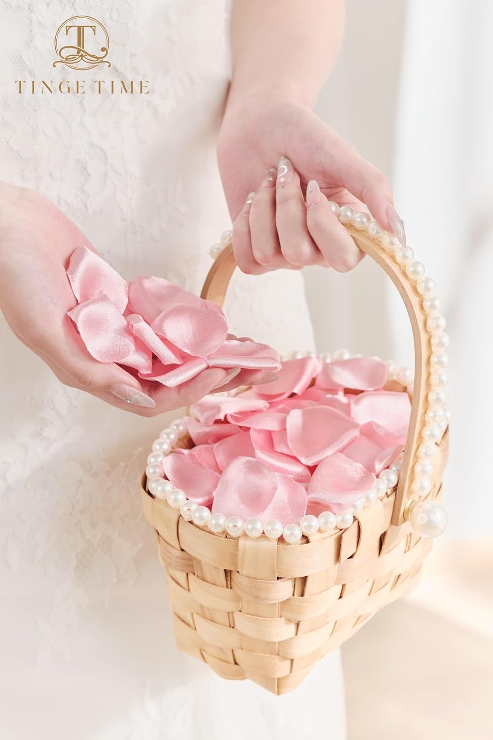 300pcs Silk Rose Petals Blush Pink Heart Flower Petals for Wedding Flower Girl Basket