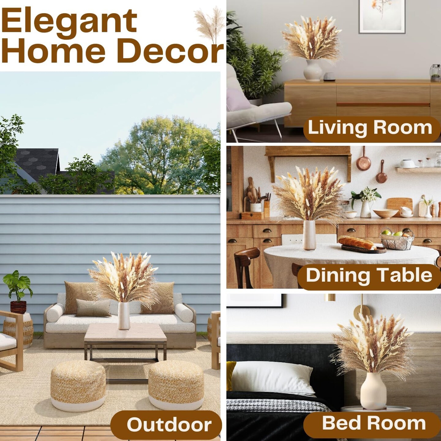 Dried Pampas Grass Decor - Perfect Theme for Holidays, Boho Home, Centerpieces, Wedding Decorations