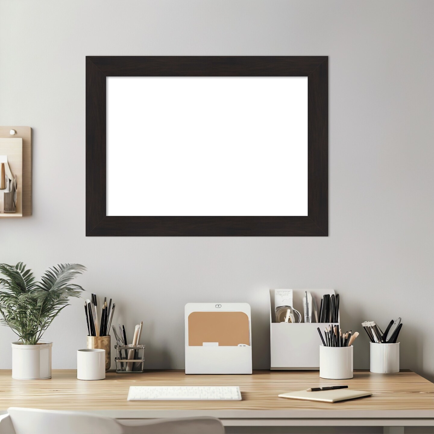 Furniture Espresso Narrow Framed Dry Erase Magnetic Board