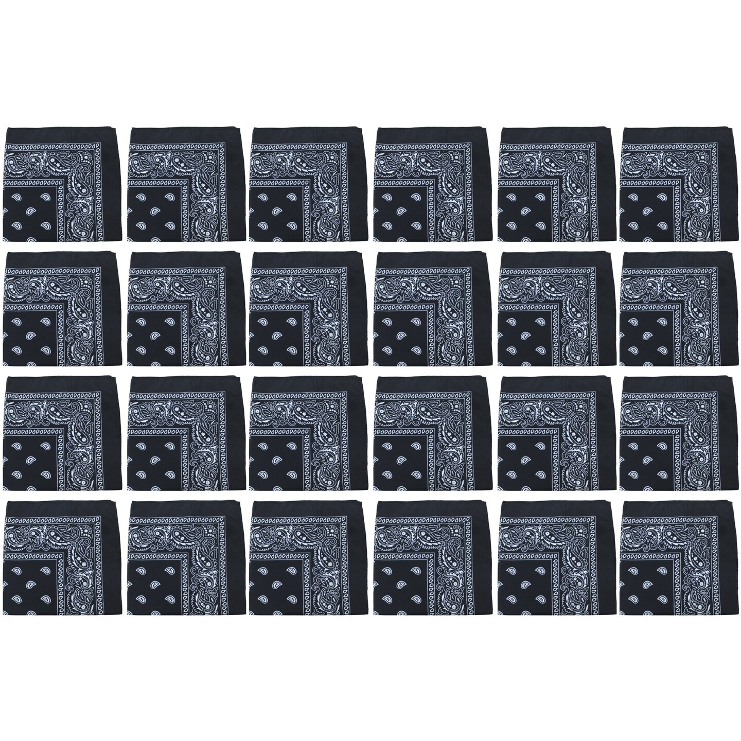 24 Pack Polyester Paisley Bandanas Bulk Pack for Group Activities