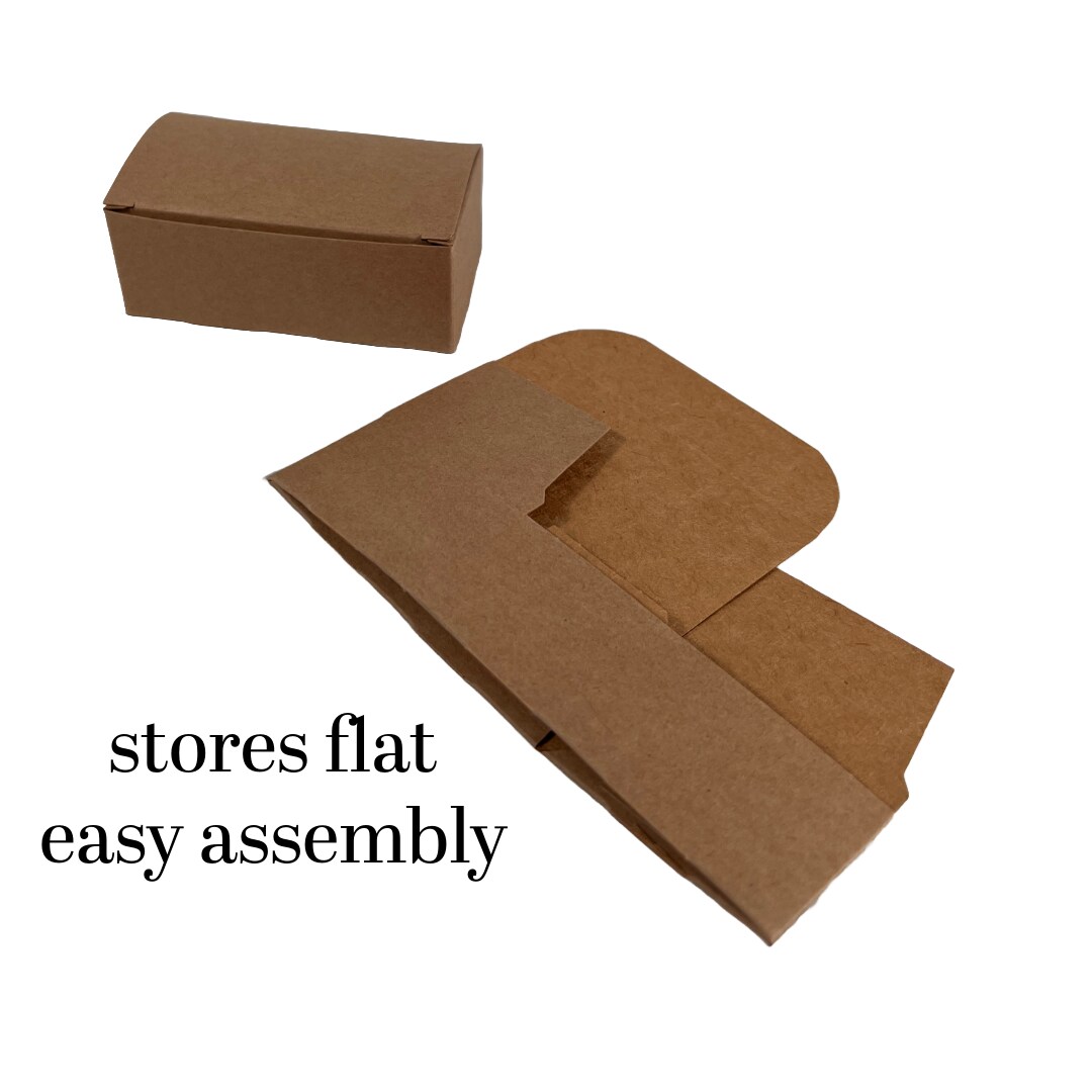 Made in USA - 50 Boxes - 2 Truffle Wedding Favor Kraft (chocolate box) - Fillable (empty) - 3-9/16&#x22; x 2-1/16&#x22; x 1-5/16&#x22; - Food Safe
