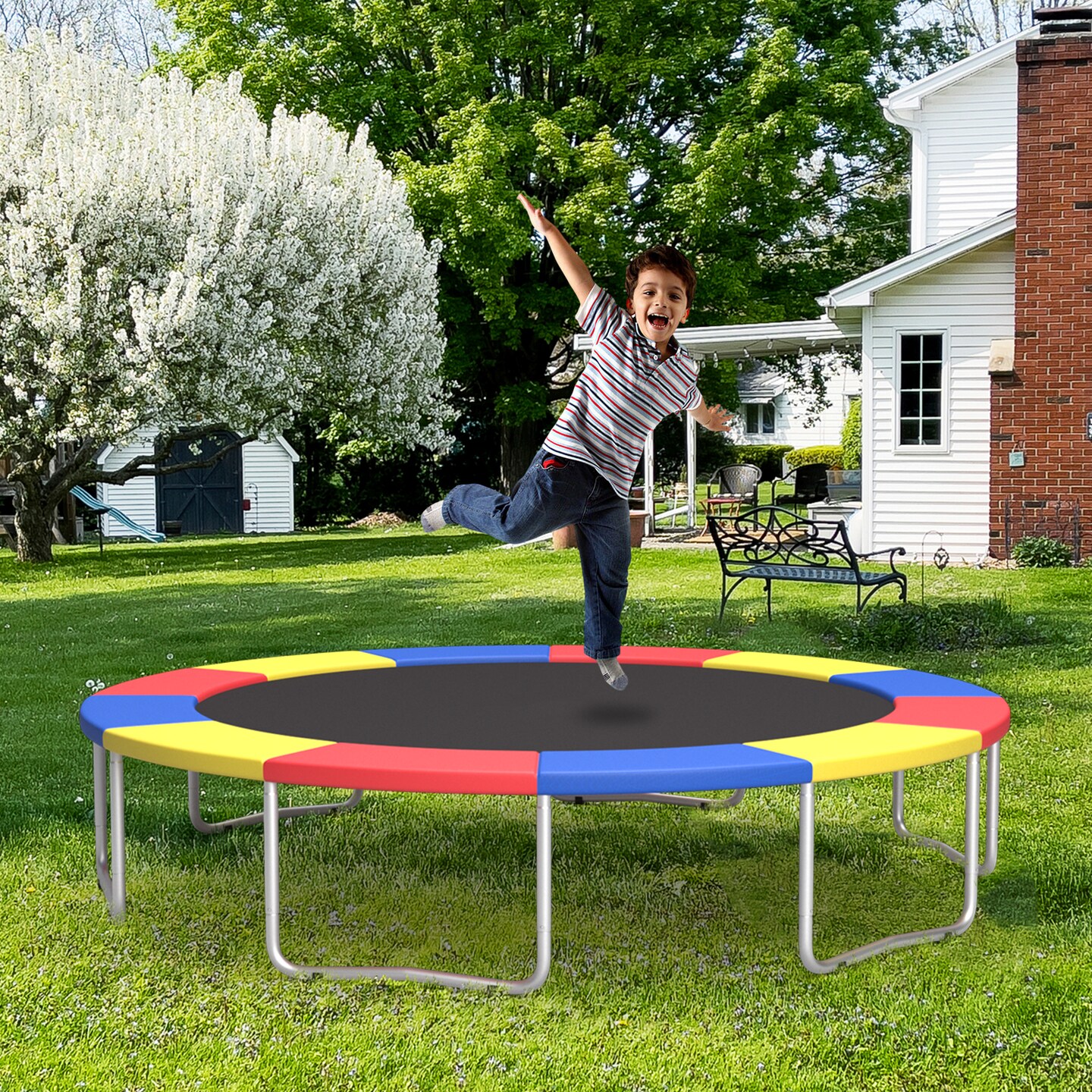 Trampoline Safety Pad Replacement with Thick Foam Spring Cover for Outdoor Trampolines