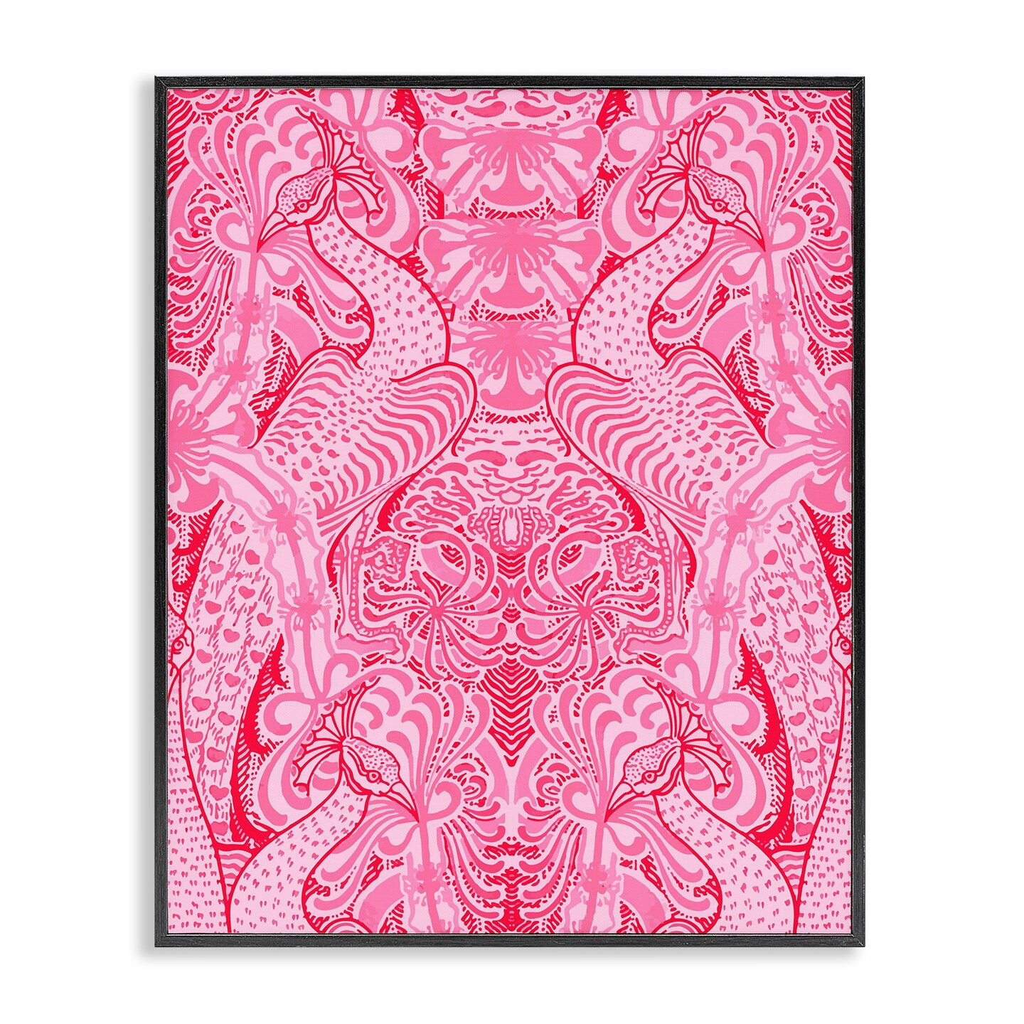 Stupell Industries Ornate Peacock & Flowers in Pink Framed Giclee By Lil' Rue