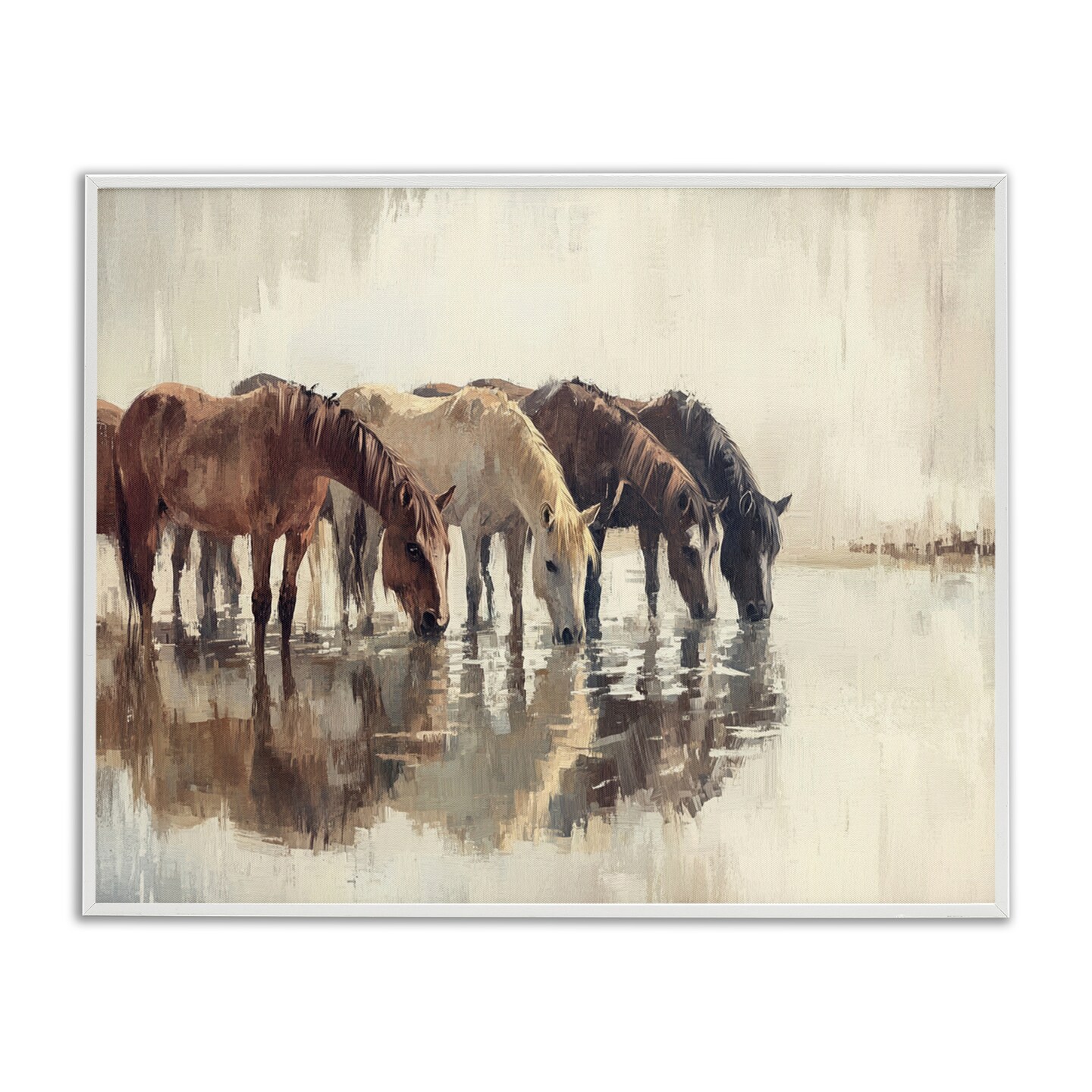 Stupell Industries Herd Of Horses Drinking Framed Giclee By Franklyn Gregory
