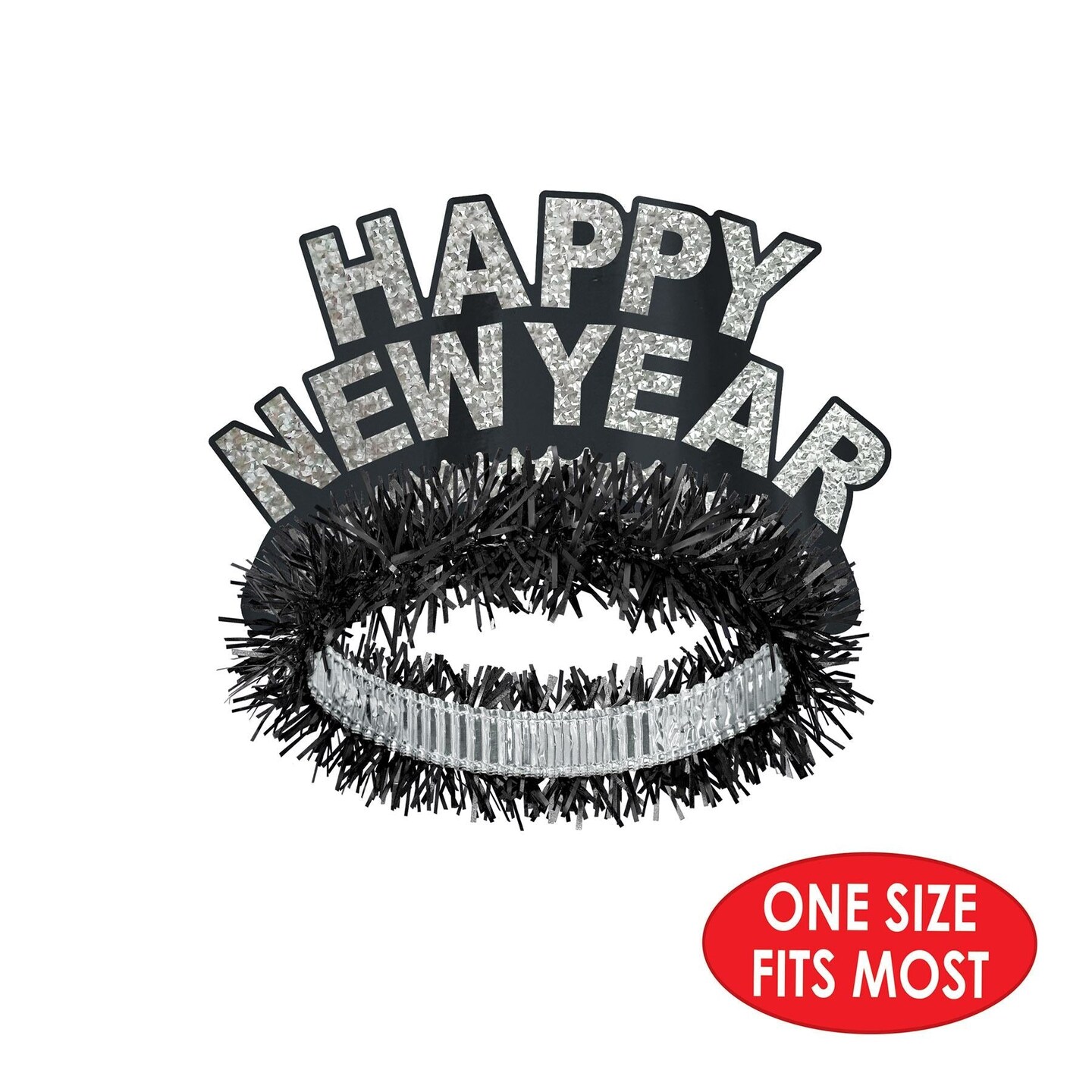 50 Pack Beistle Black/Silver Happy New Year Regal Tiara