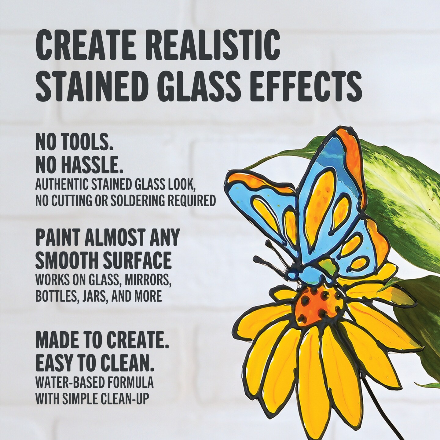 DecoArt Stained Glass Paint Complete Set -11 intensely colored, intermixable colors and 2 metallic liquid dimensional leadings