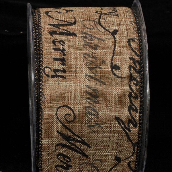 The Ribbon People Brown and Black Holiday Script Wired Christmas Craft ...