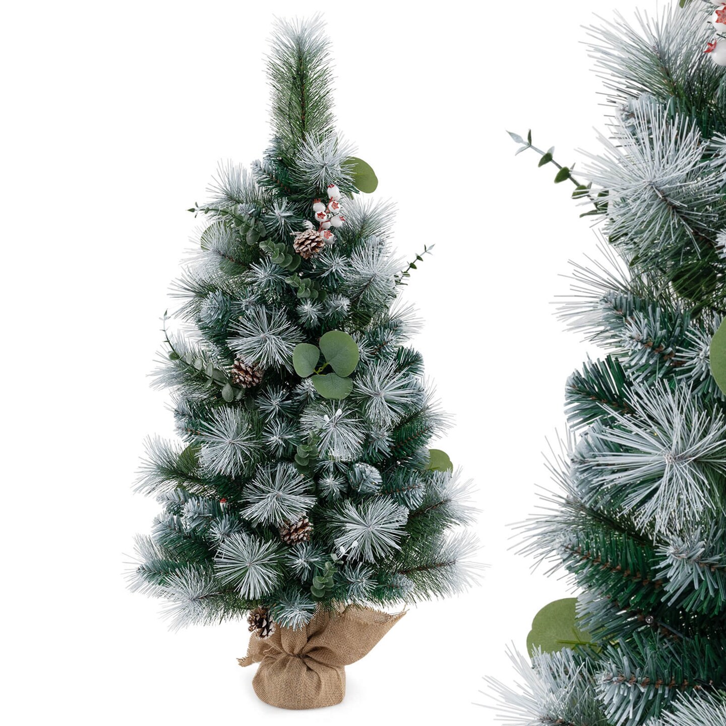 Costway 1/2 PCS 3 FT Artificial Christmas Tree with 98 Branch Tips Pine Needles Eucalyptus Leaves