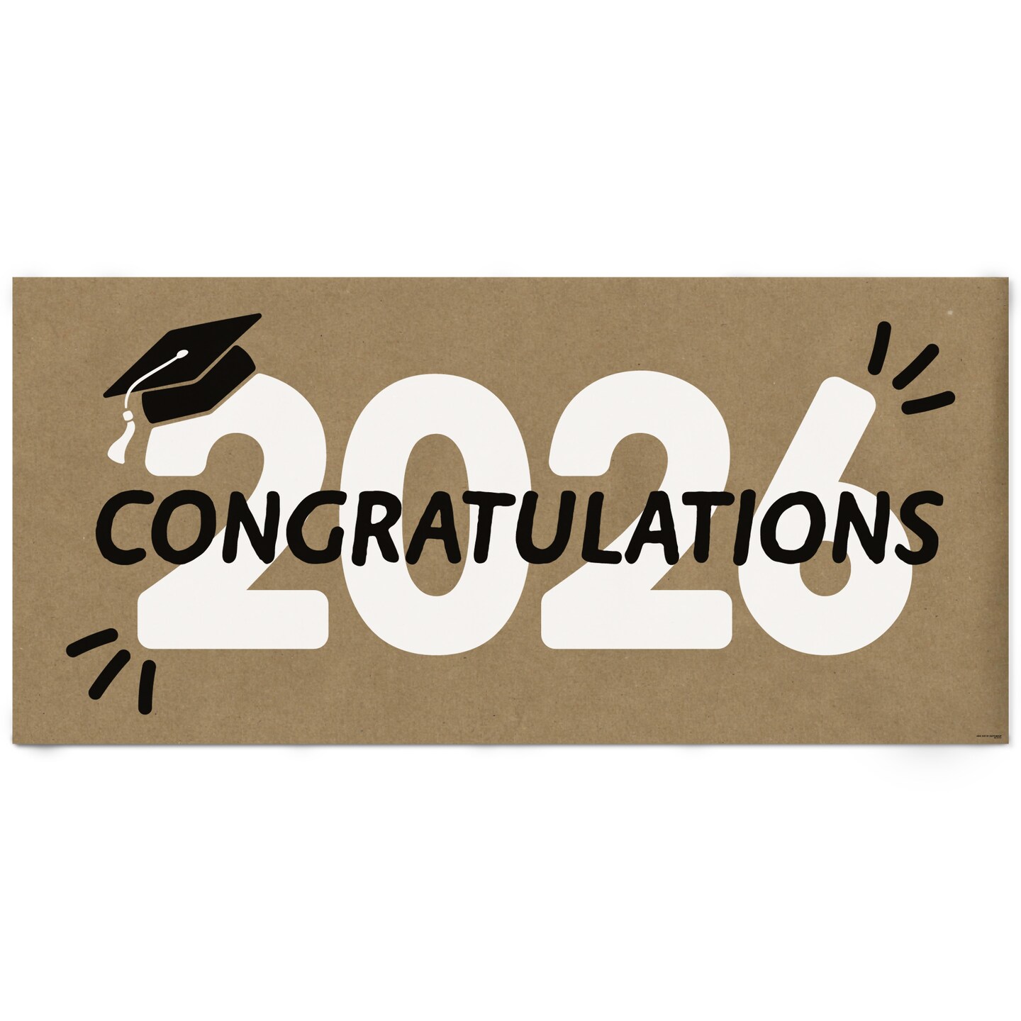 Big Dot of Happiness Black & White Class of 2026 Graduation Kraft Paper Banner, Congratulations 2026 Printed Brown Paper Party Sign Decoration – 1 Ct