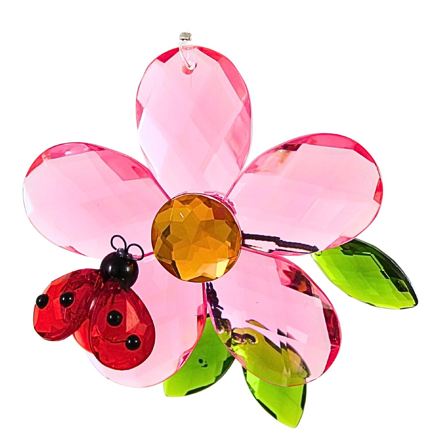 Crystal Expressions 3.0 Inch Daisy Flower With Friend Ornament Spring Tree Ornament , Summer Spring Suncatcher
