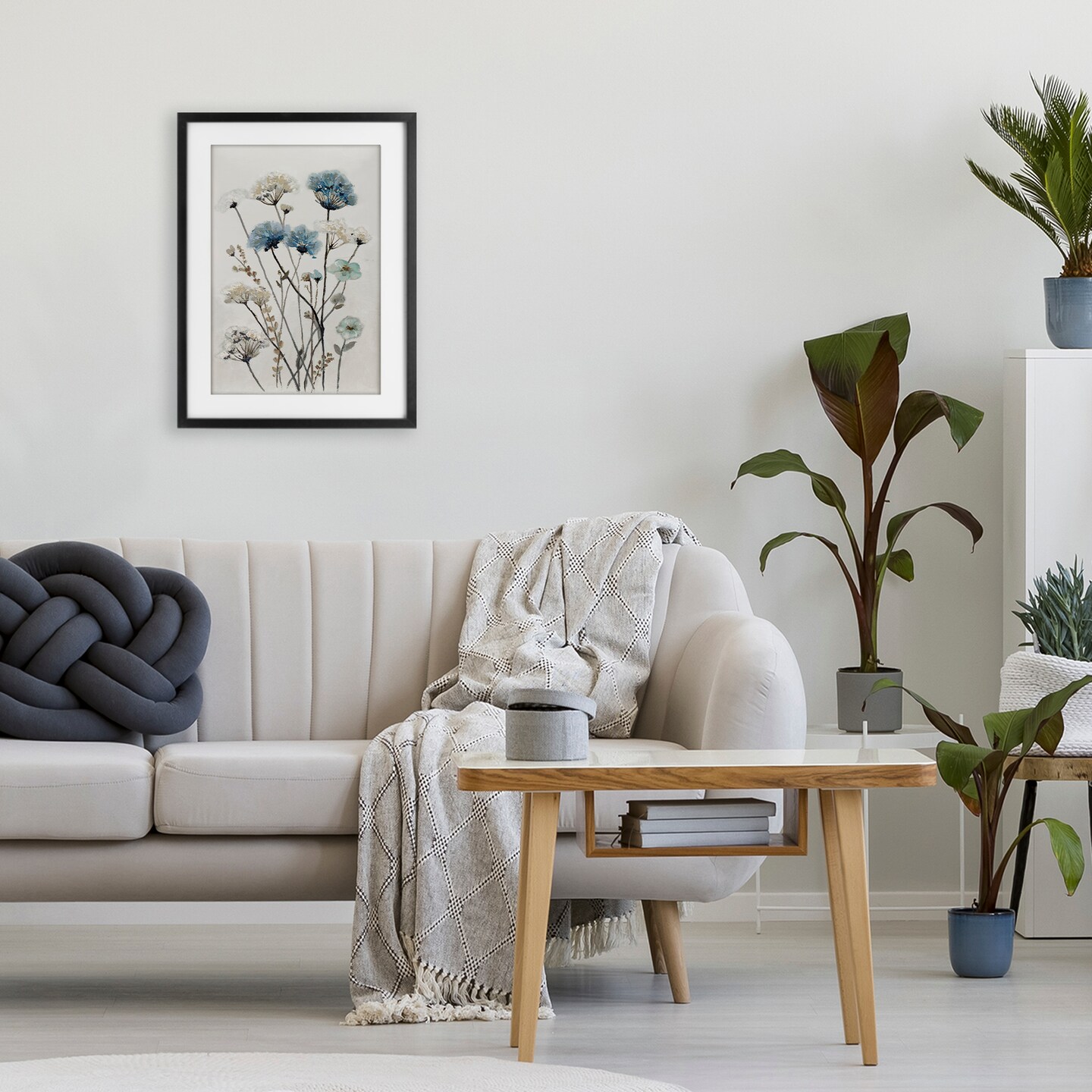 Stupell Industries Blue & Beige Garden Framed Print Under Glass, design by Patricia Pinto