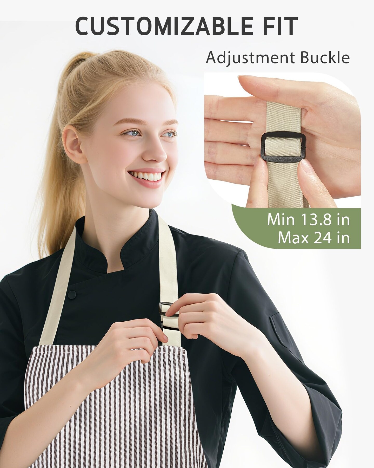 2 Pack Kitchen Aprons, Apron for Cooking with 2 Pockets for Men Women Adjustable Bib Chef Apron