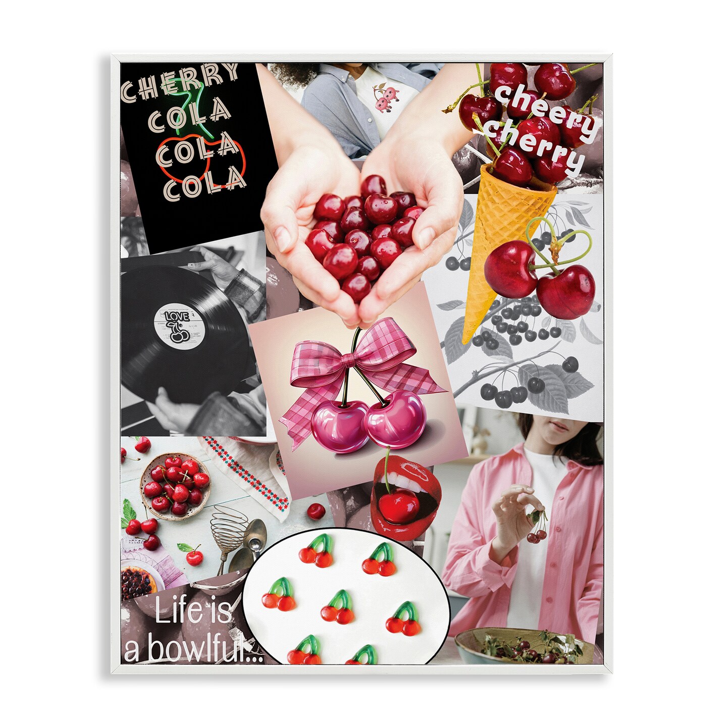 Stupell Industries Retro Cherry Mood Board Framed Giclee, design by Grotto Studios