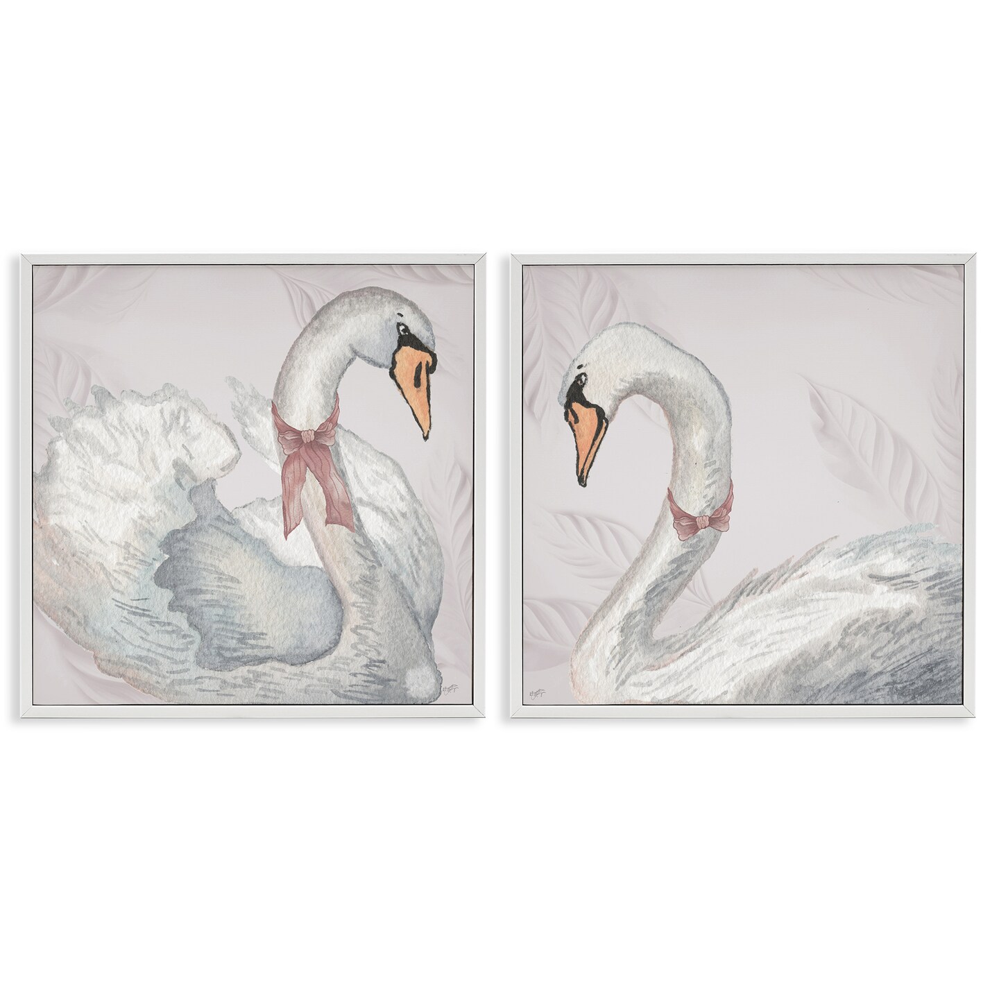 Stupell Industries Classic & Elegant Swans 2pc Framed Giclee Set, design by Elizabeth Medley