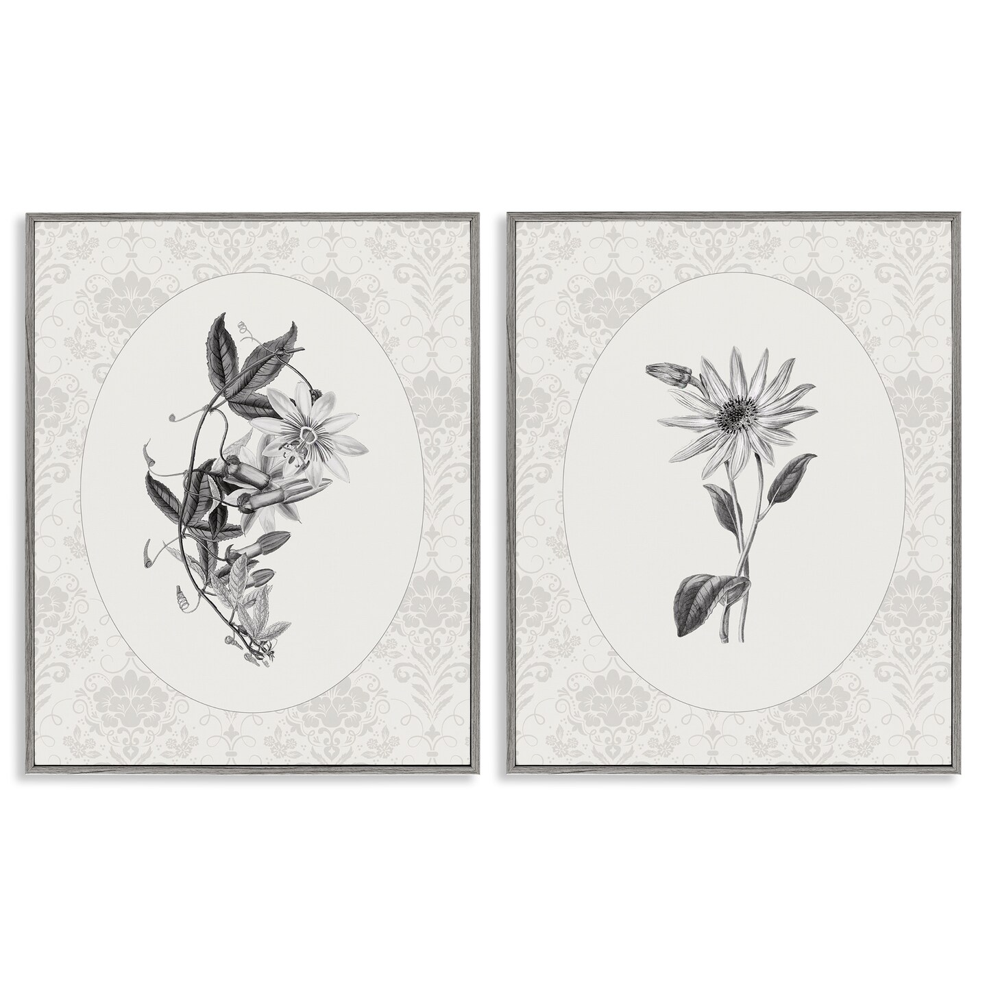 Stupell Industries Vintage Flowers & Lace 2pc Framed Giclee Set, design by CAD Designs