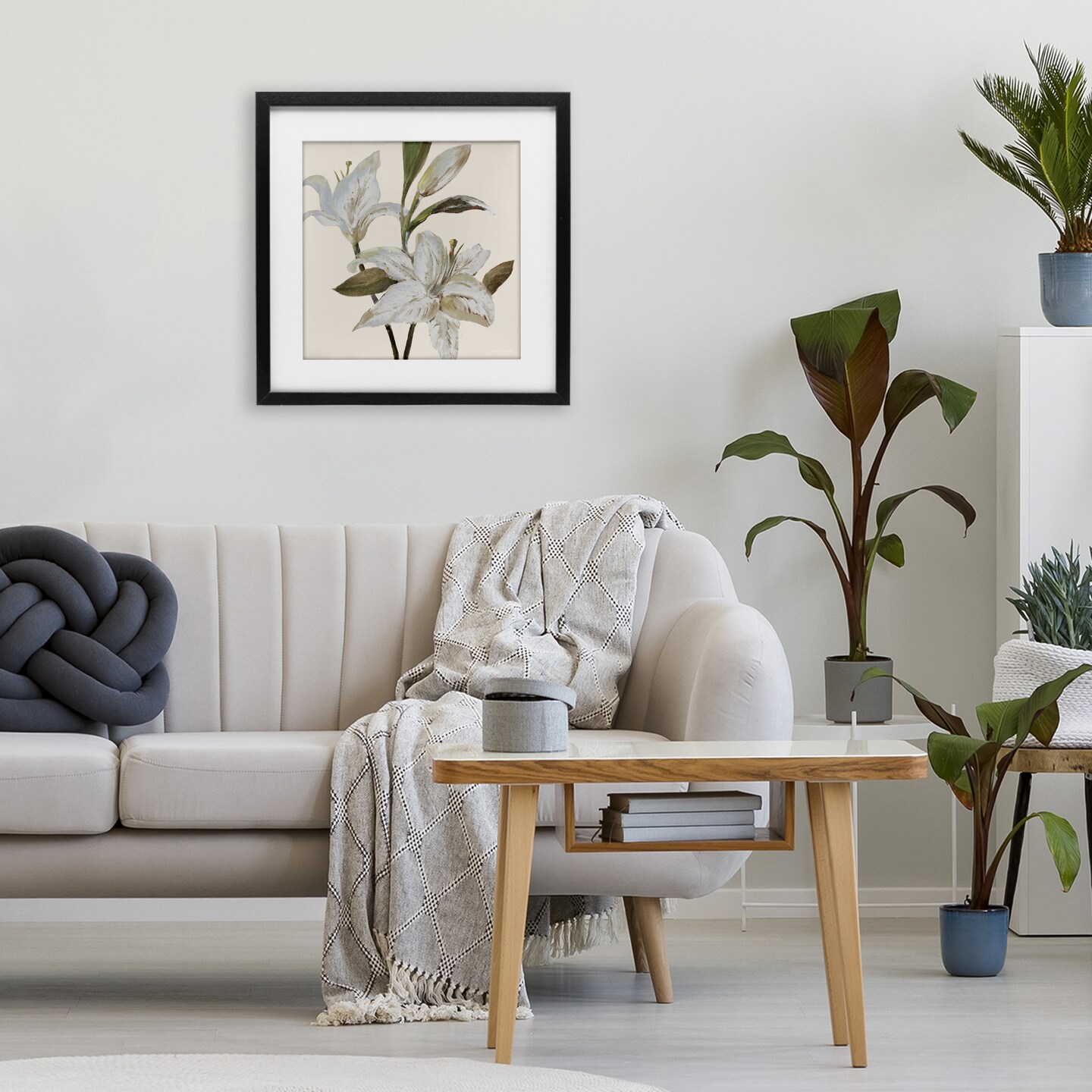 Stupell Industries Lilies Soft Beige Framed Print Under Glass, design by Lanie Loreth