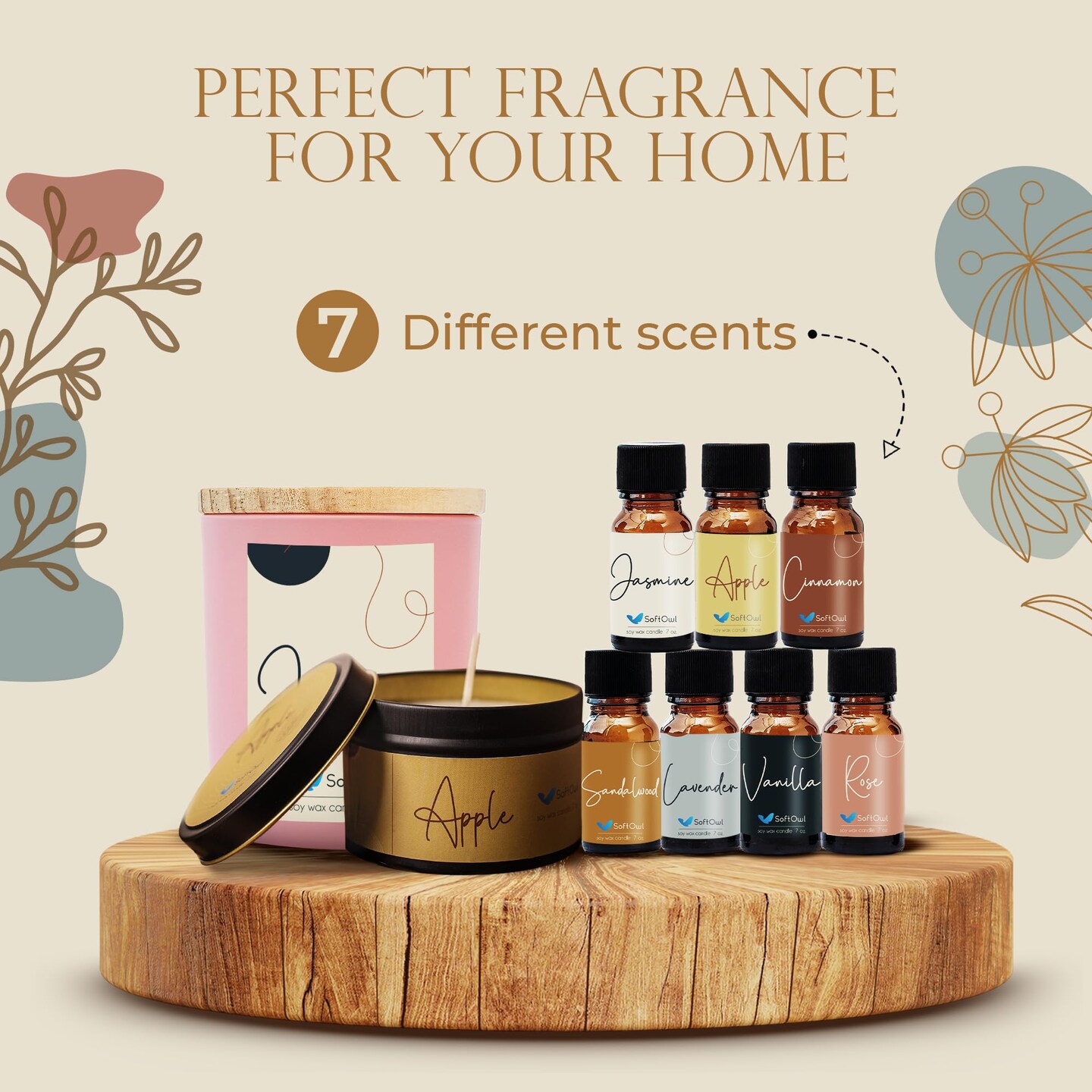 Premium Soy Candle Making Kit - Full Set - Soy Wax, Big 7oz Jars & Tins, 7 Pleasant Scents, Color Dyes & More - Perfect as Home Decorations - DIY Starter Scented Candles Making Kit