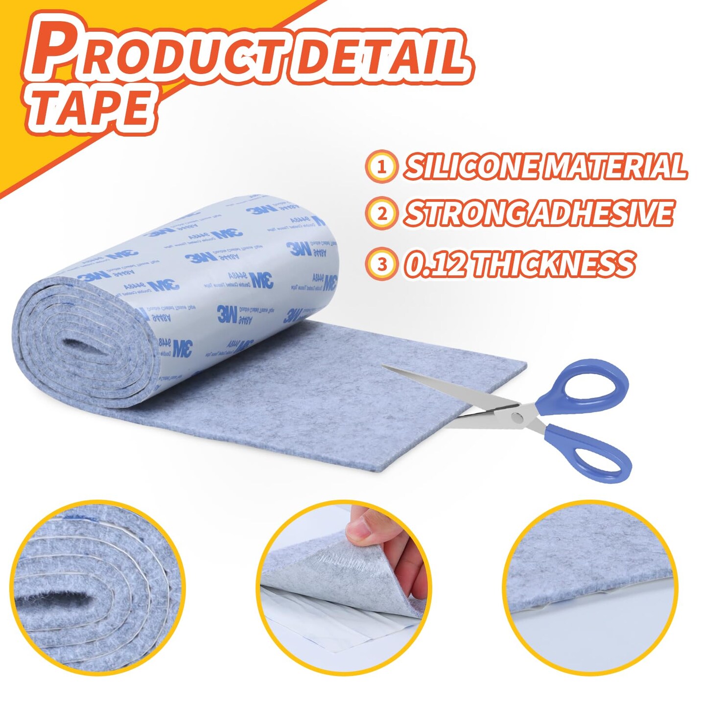 Felt Furniture Pads, Non Slip Self Adhesive Cuttable Felt Tape Gray Heavy Duty Felts Strip Roll for Protecting Hardwood Floors Chair Wall Protector (40 x 5 x 0.12 Inch)