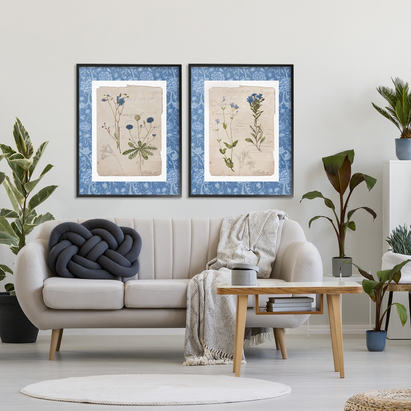 Stupell Industries Blue Botanical Herbs 2pc Framed Giclee Set, design by Livi Finn