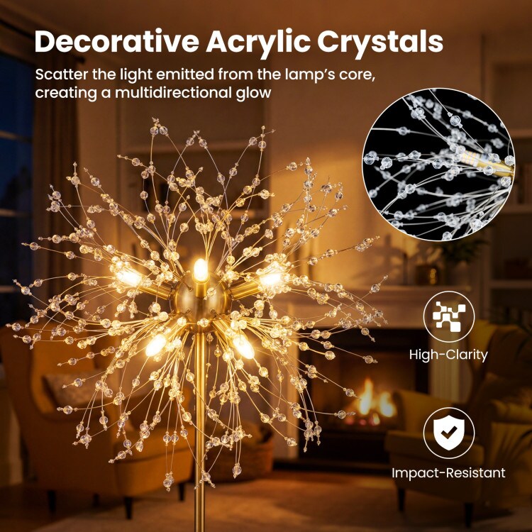 63-Inch Decorative Floor Lamp with Sparkling Acrylic Crystals