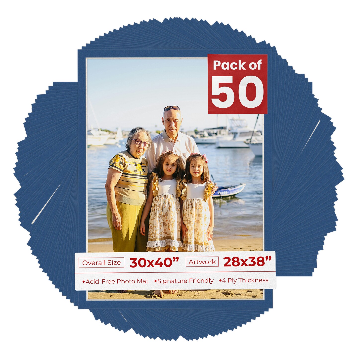 Bottle Blue Mat Board for 30x40 Frames - Fits 28x38 Photos, Color: Blue ...